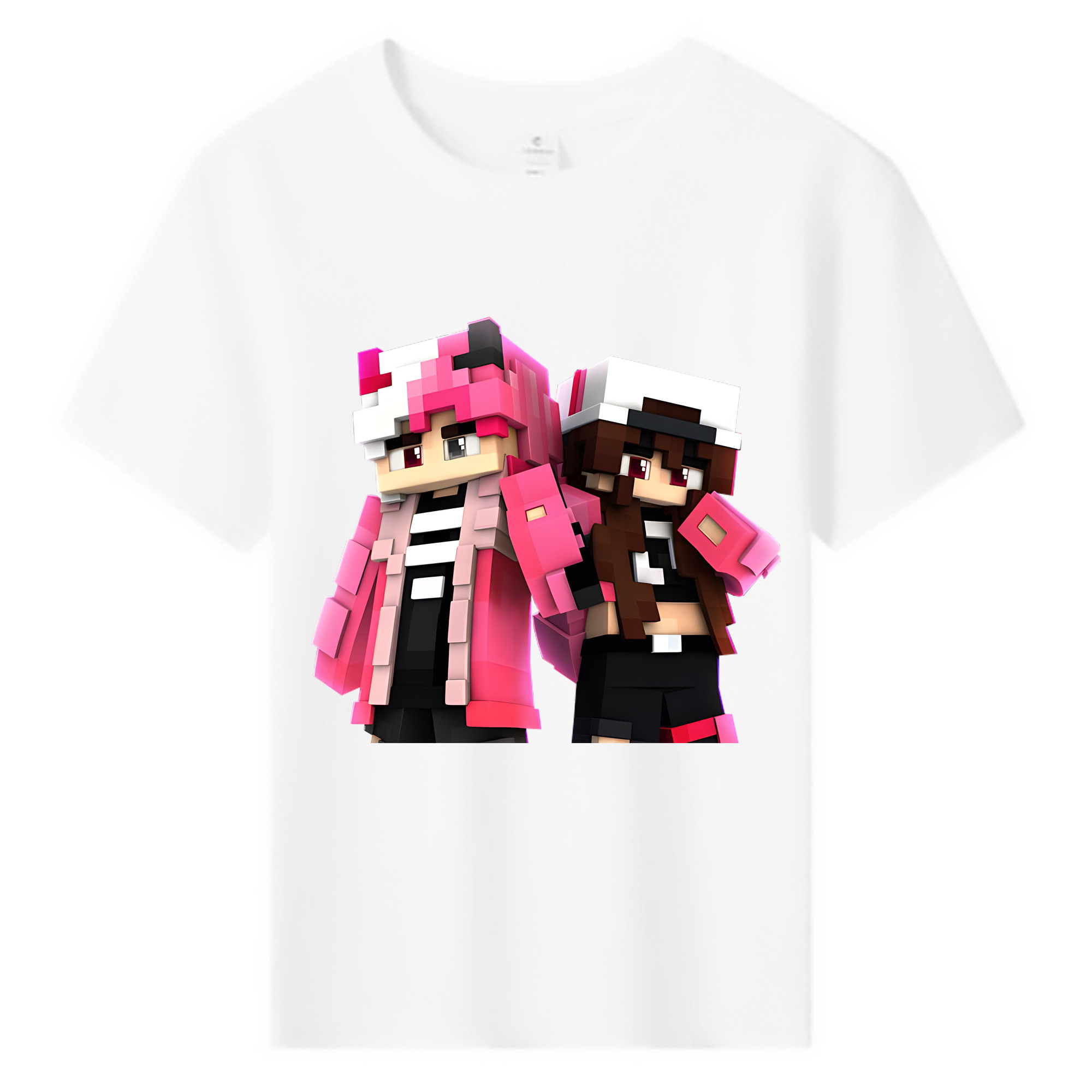 （画像用） マインクラフト ブロックの世界 Minecraft MC Block world 綿100％キッズTシャツ（フロントプリント）