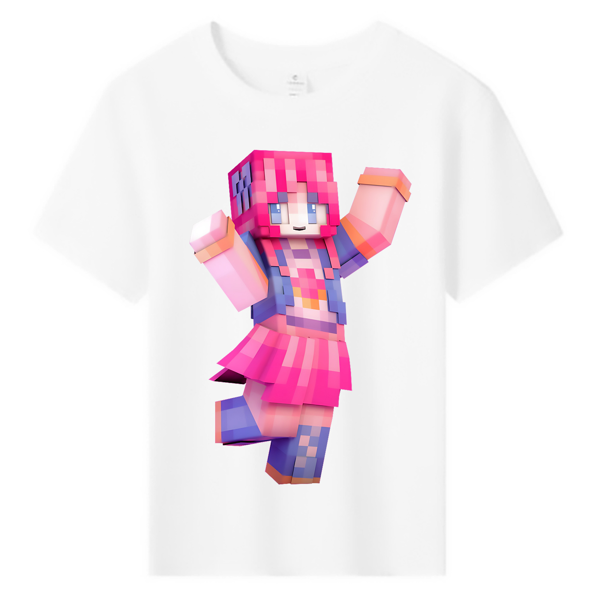 （画像用） マインクラフト ブロックの世界 Minecraft MC Block world 綿100％キッズTシャツ（フロントプリント）