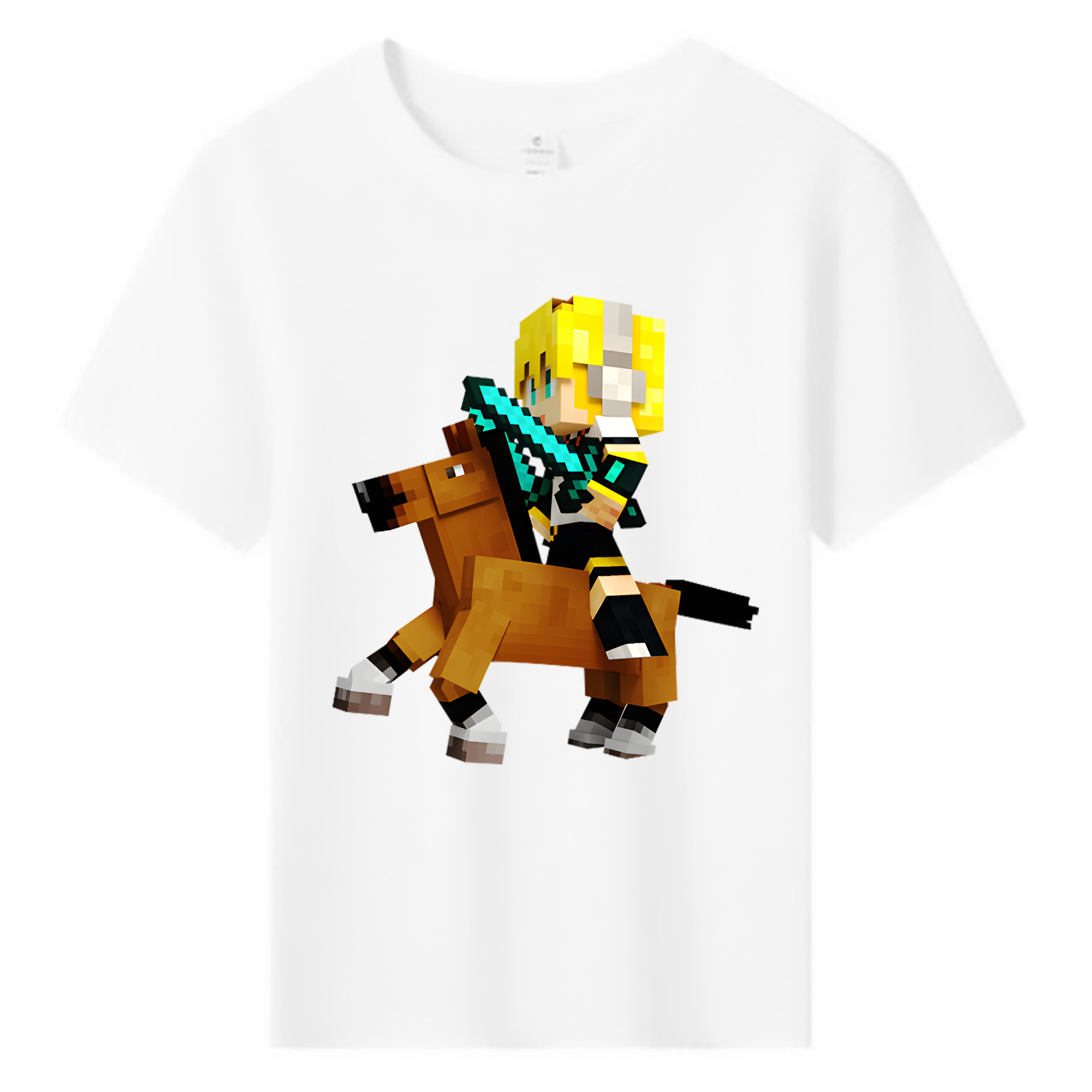 （画像用） マインクラフト ブロックの世界 Minecraft MC Block world 綿100％キッズTシャツ（フロントプリント）