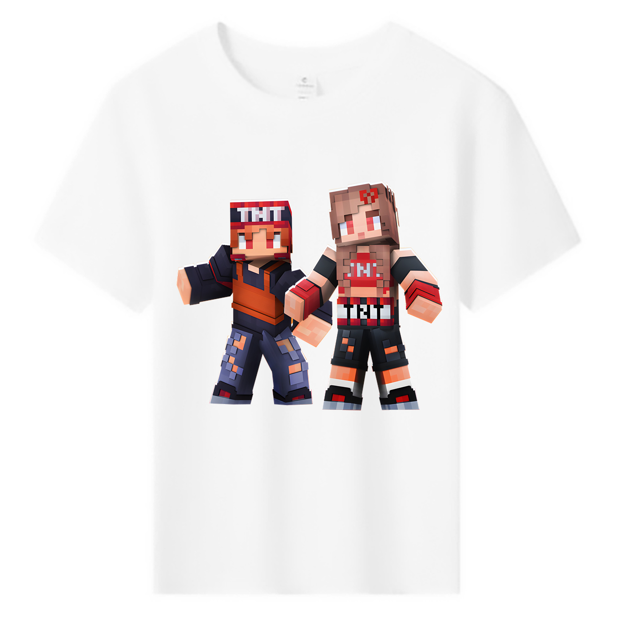 （画像用） マインクラフト ブロックの世界 Minecraft MC Block world 綿100％キッズTシャツ（フロントプリント）