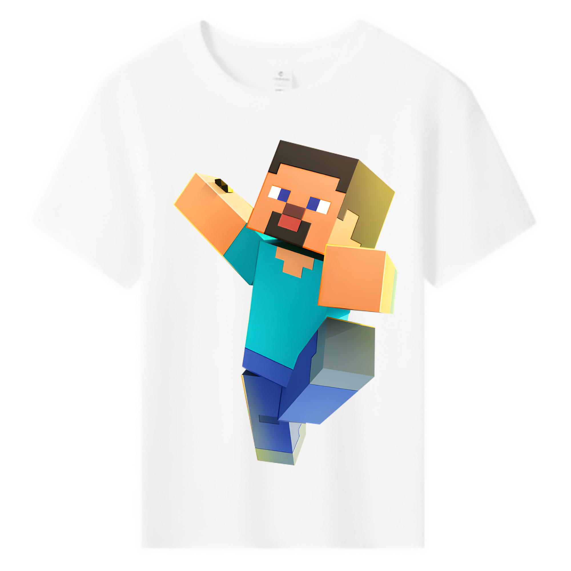 （画像用） マインクラフト ブロックの世界 Minecraft MC Block world 綿100％キッズTシャツ（フロントプリント）