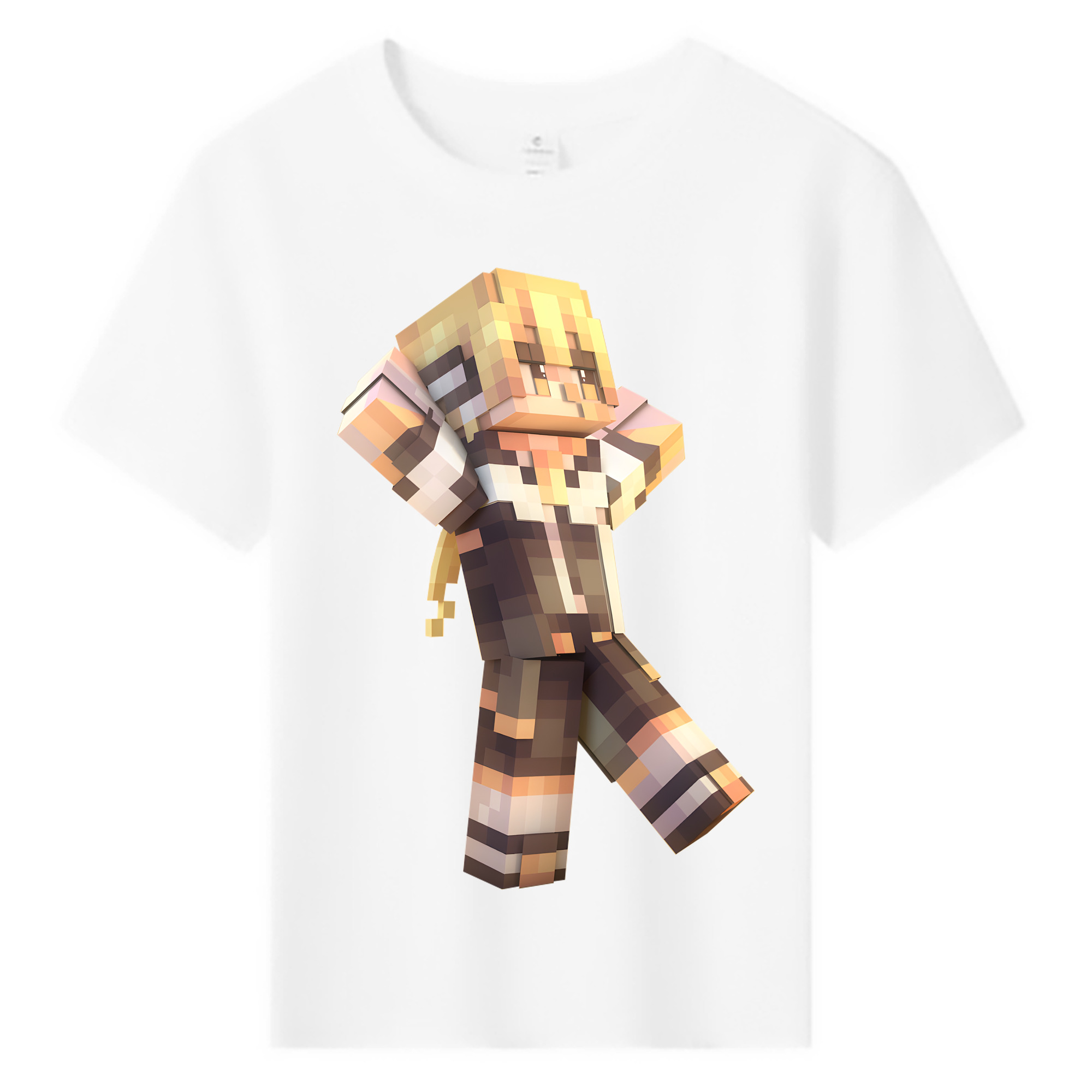 （画像用） マインクラフト ブロックの世界 Minecraft MC Block world 綿100％キッズTシャツ（フロントプリント）