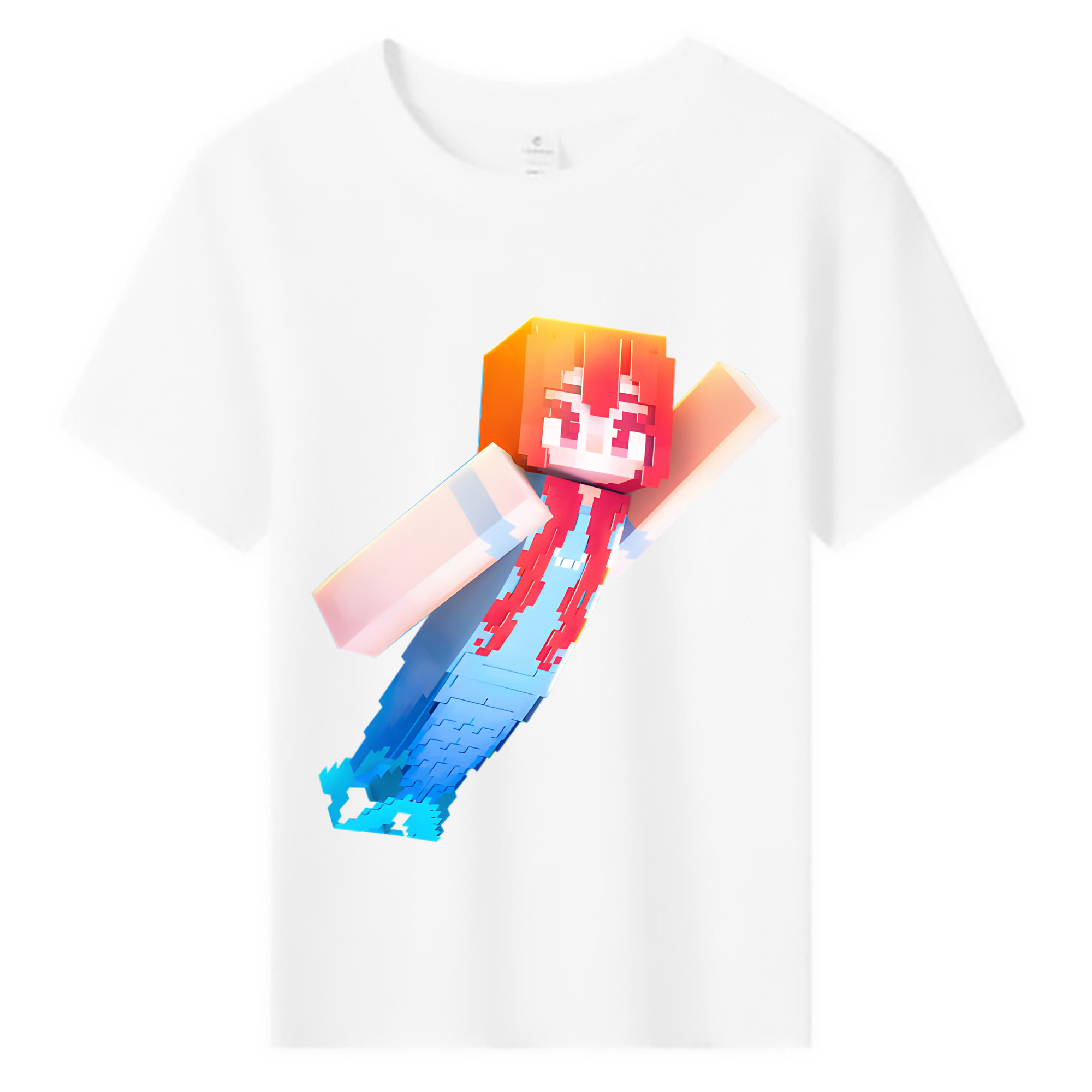（画像用） マインクラフト ブロックの世界 Minecraft MC Block world 綿100％キッズTシャツ（フロントプリント）