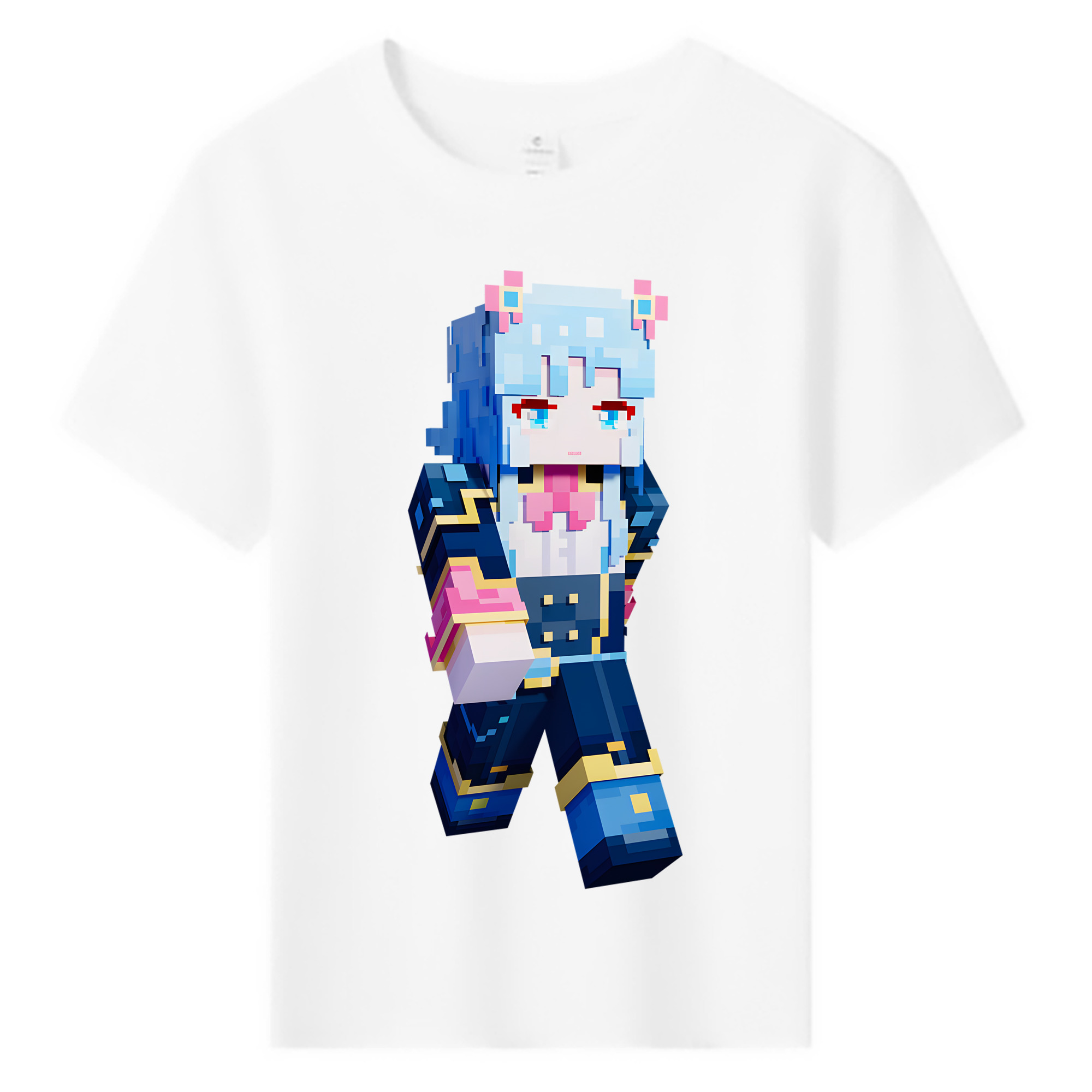（画像用） マインクラフト ブロックの世界 Minecraft MC Block world 綿100％キッズTシャツ（フロントプリント）