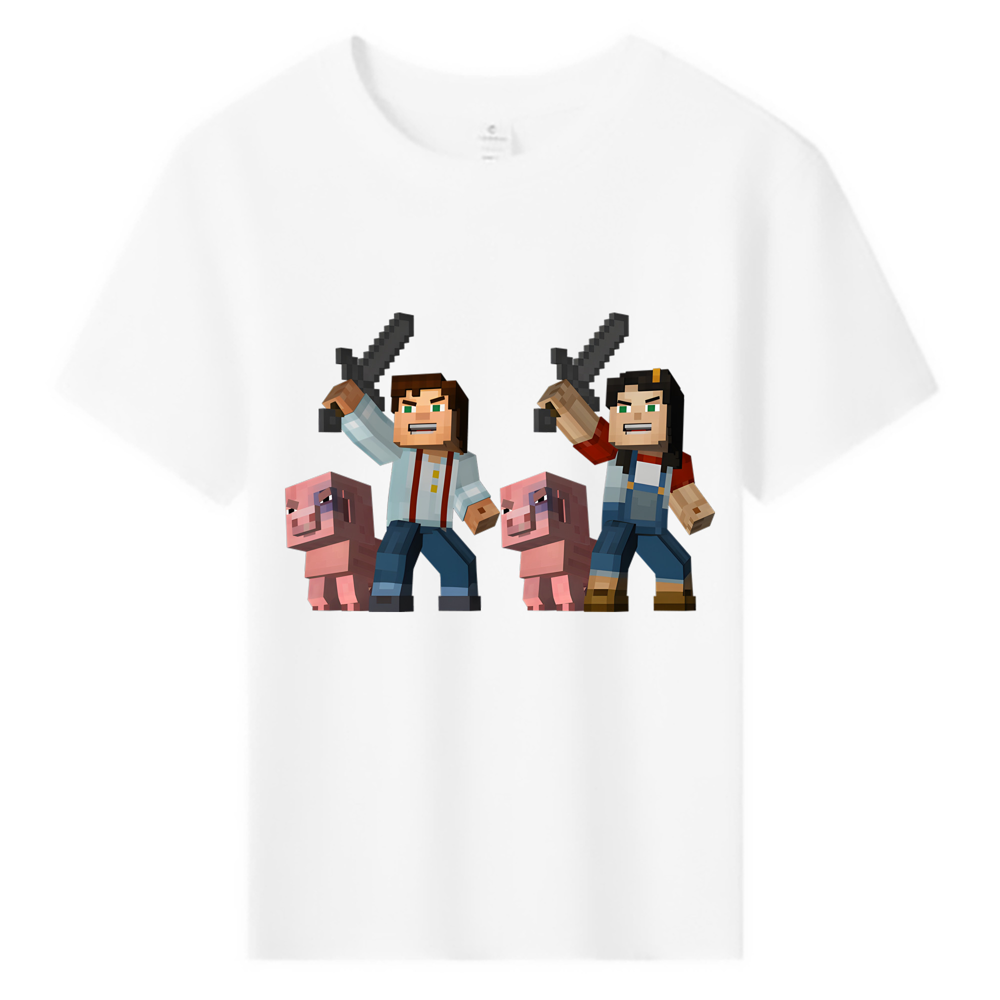 （画像用） マインクラフト ブロックの世界 Minecraft MC Block world 綿100％キッズTシャツ（フロントプリント）
