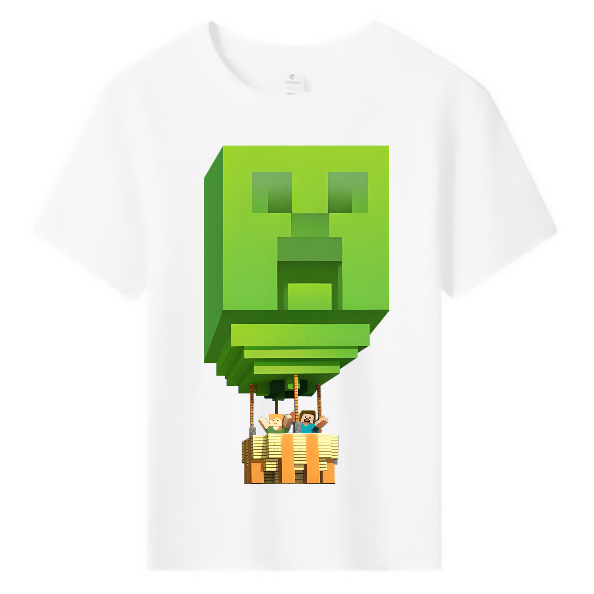（画像用） マインクラフト ブロックの世界 Minecraft MC Block world 綿100％キッズTシャツ（フロントプリント）