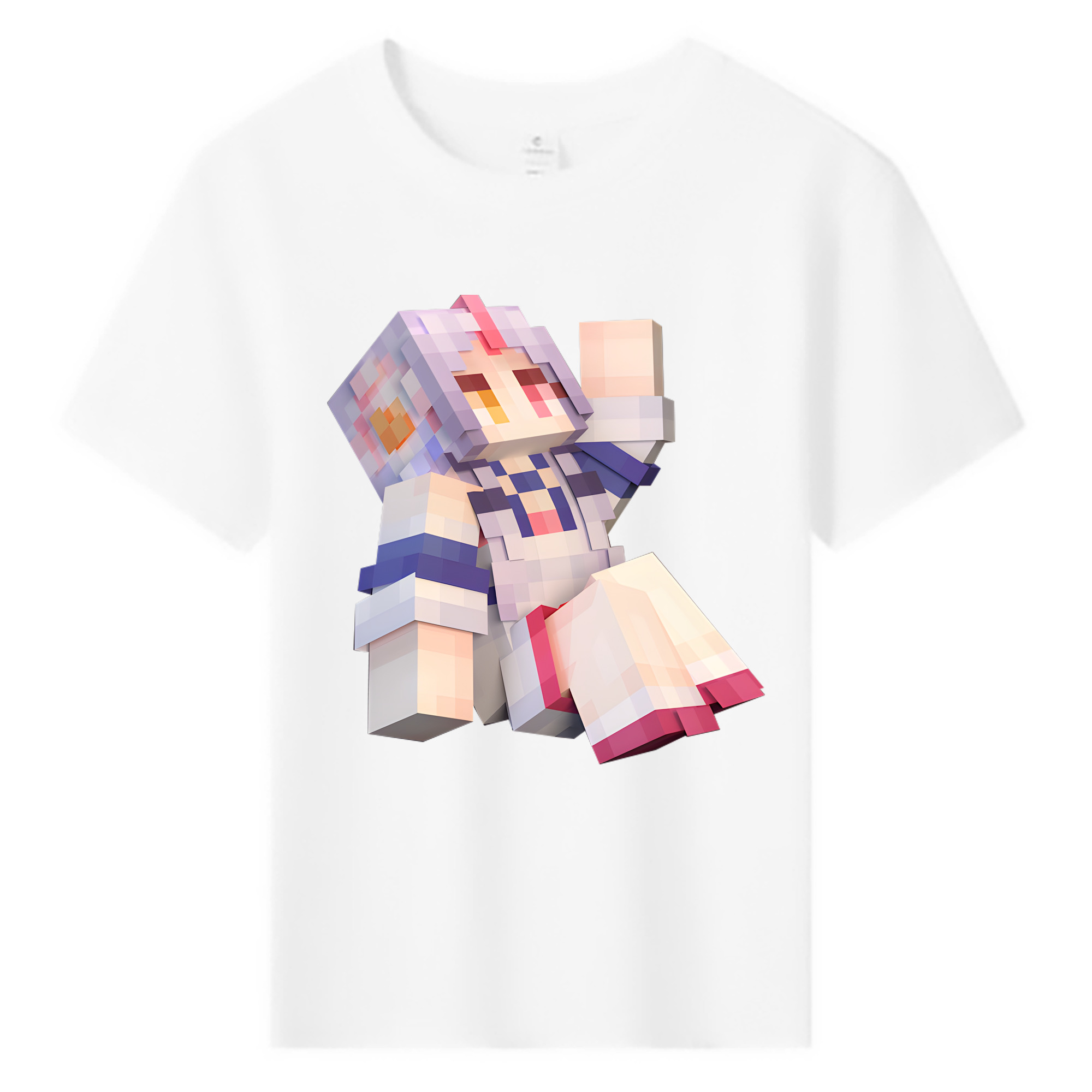 （画像用） マインクラフト ブロックの世界 Minecraft MC Block world 綿100％キッズTシャツ（フロントプリント）