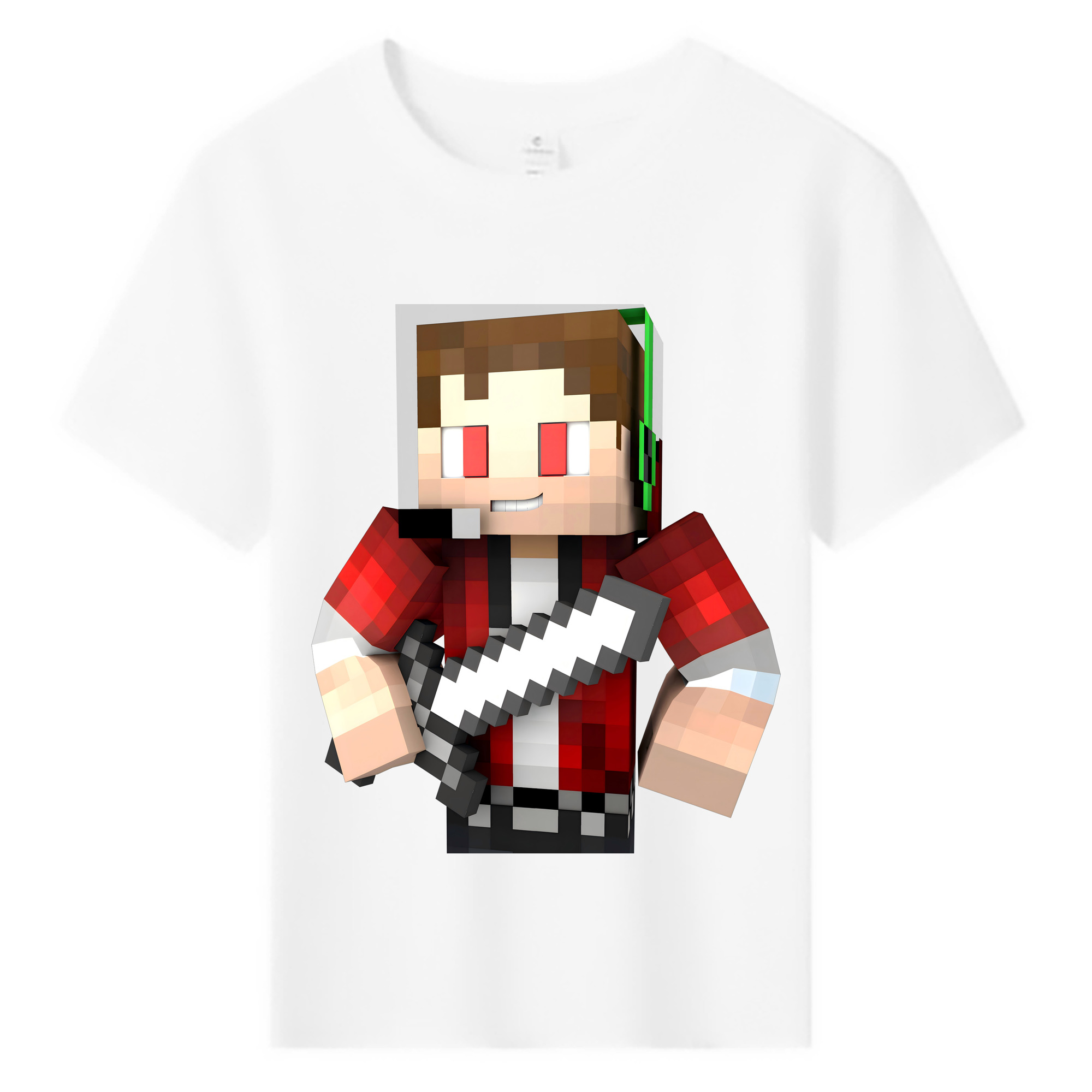 （画像用） マインクラフト ブロックの世界 Minecraft MC Block world 綿100％キッズTシャツ（フロントプリント）