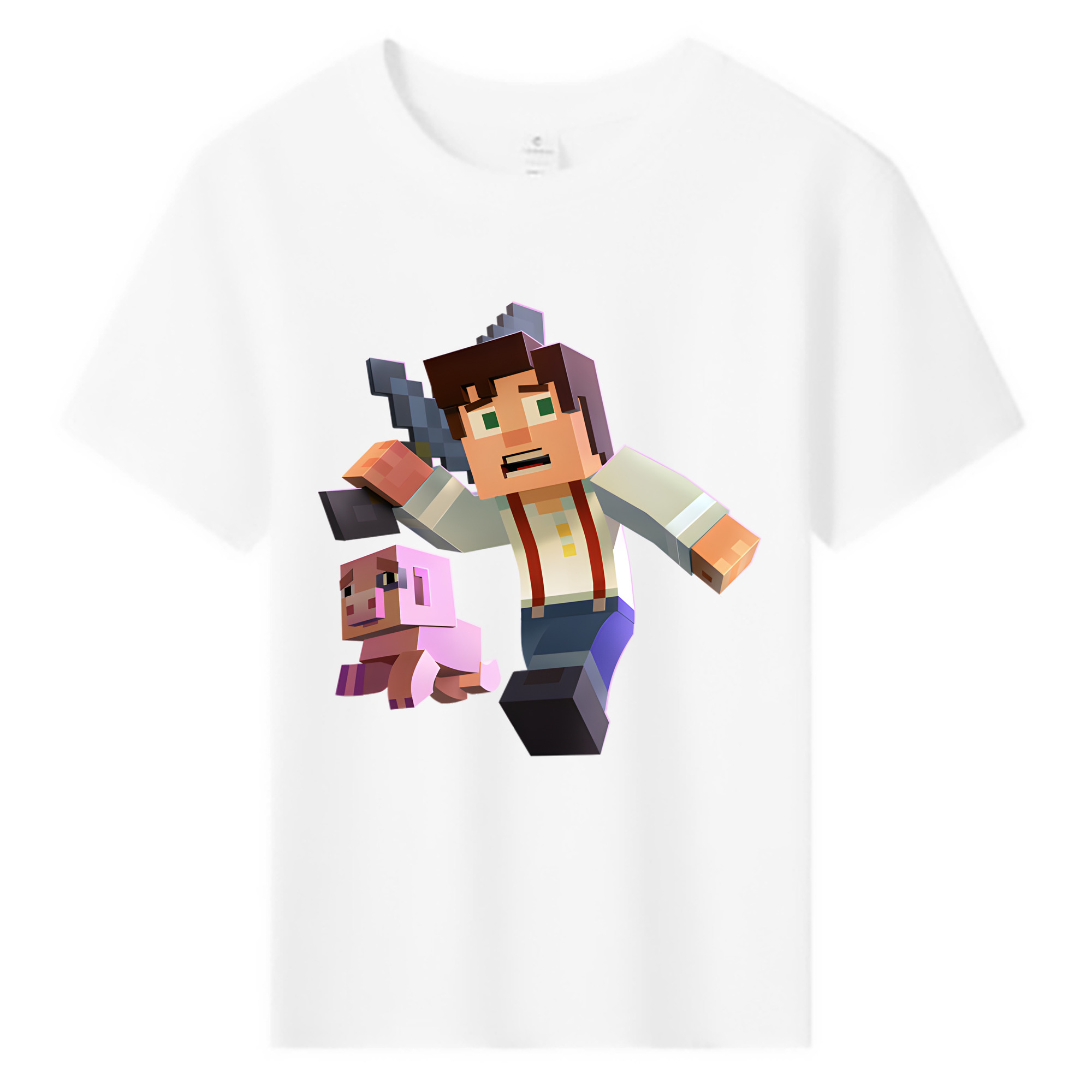 （画像用） マインクラフト ブロックの世界 Minecraft MC Block world 綿100％キッズTシャツ（フロントプリント）