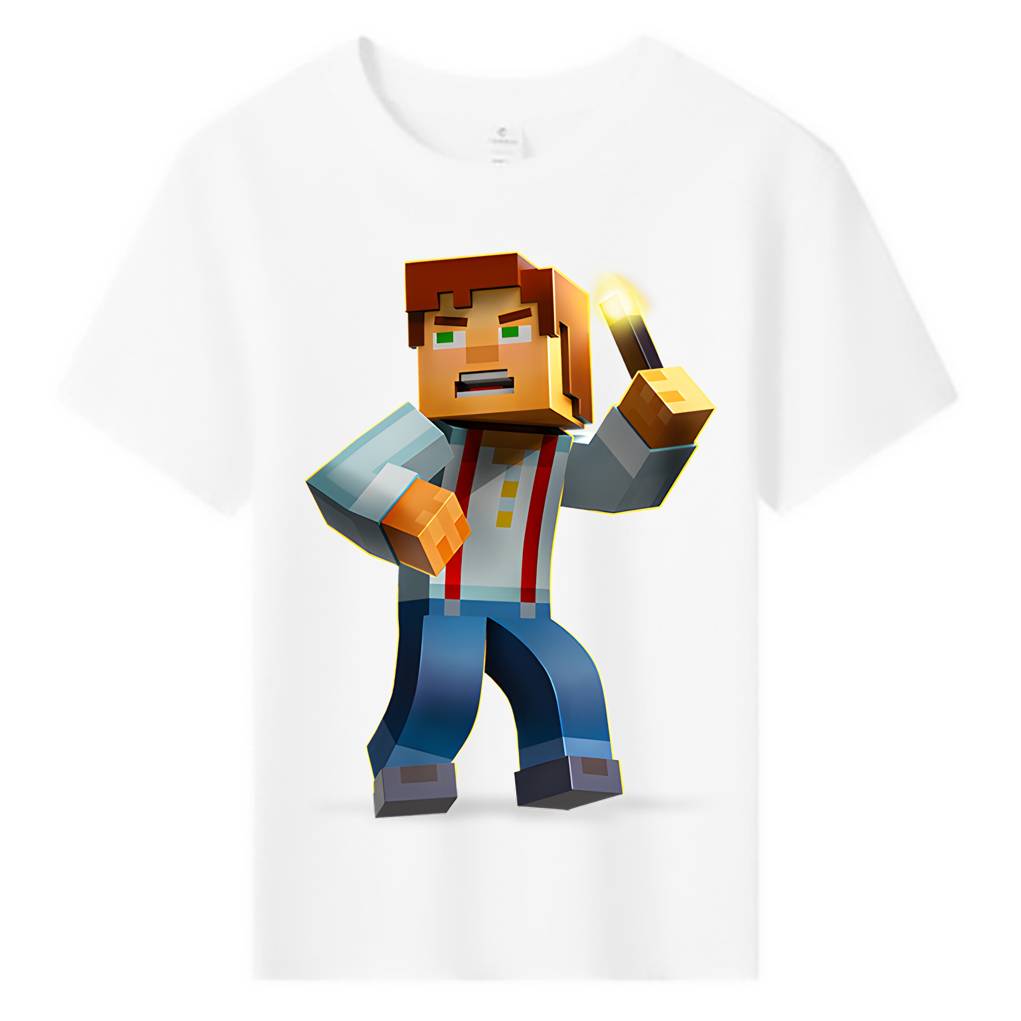 （画像用） マインクラフト ブロックの世界 Minecraft MC Block world 綿100％キッズTシャツ（フロントプリント）