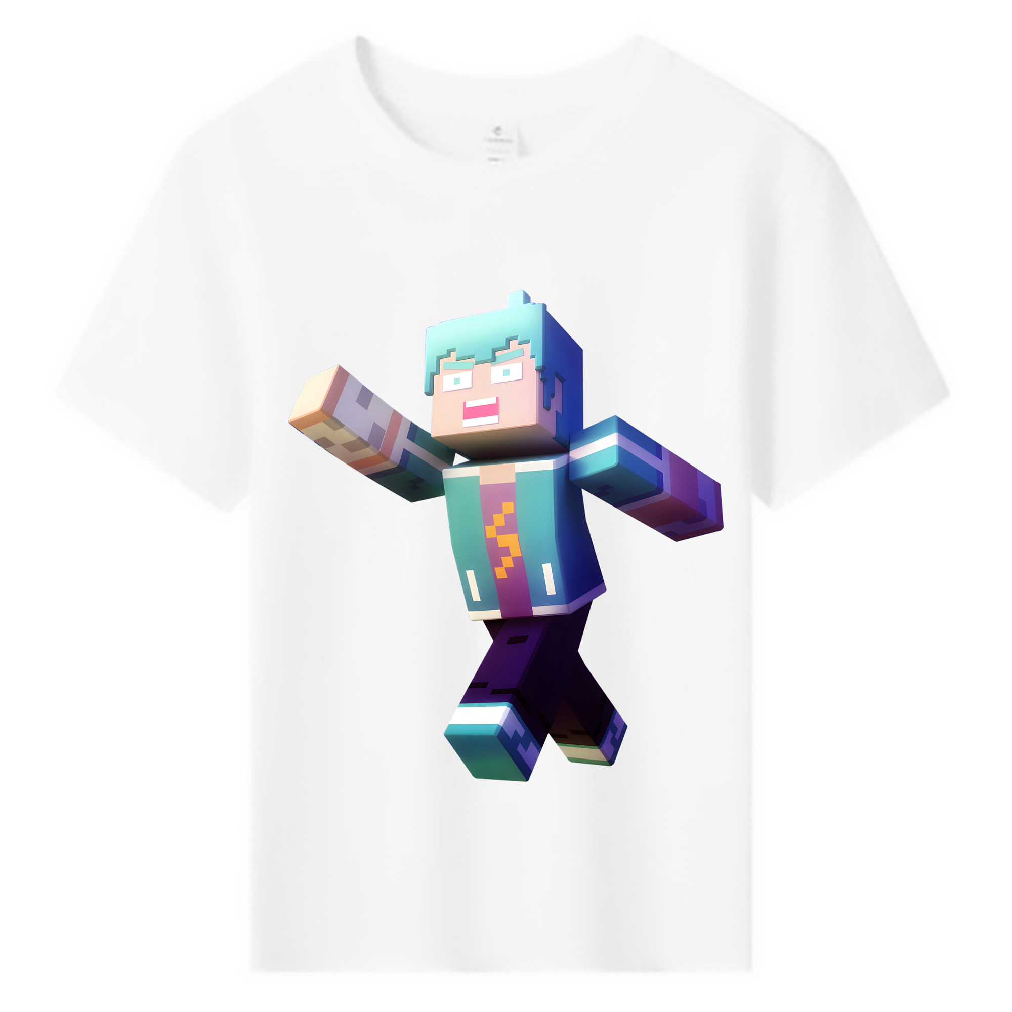 （画像用） マインクラフト ブロックの世界 Minecraft MC Block world 綿100％キッズTシャツ（フロントプリント）