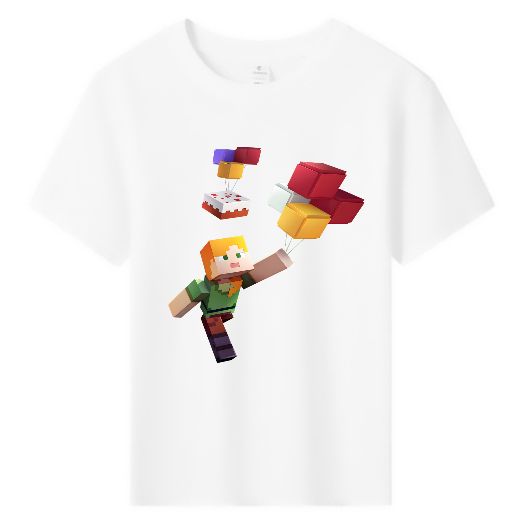 （画像用） マインクラフト ブロックの世界 Minecraft MC Block world 綿100％キッズTシャツ（フロントプリント）