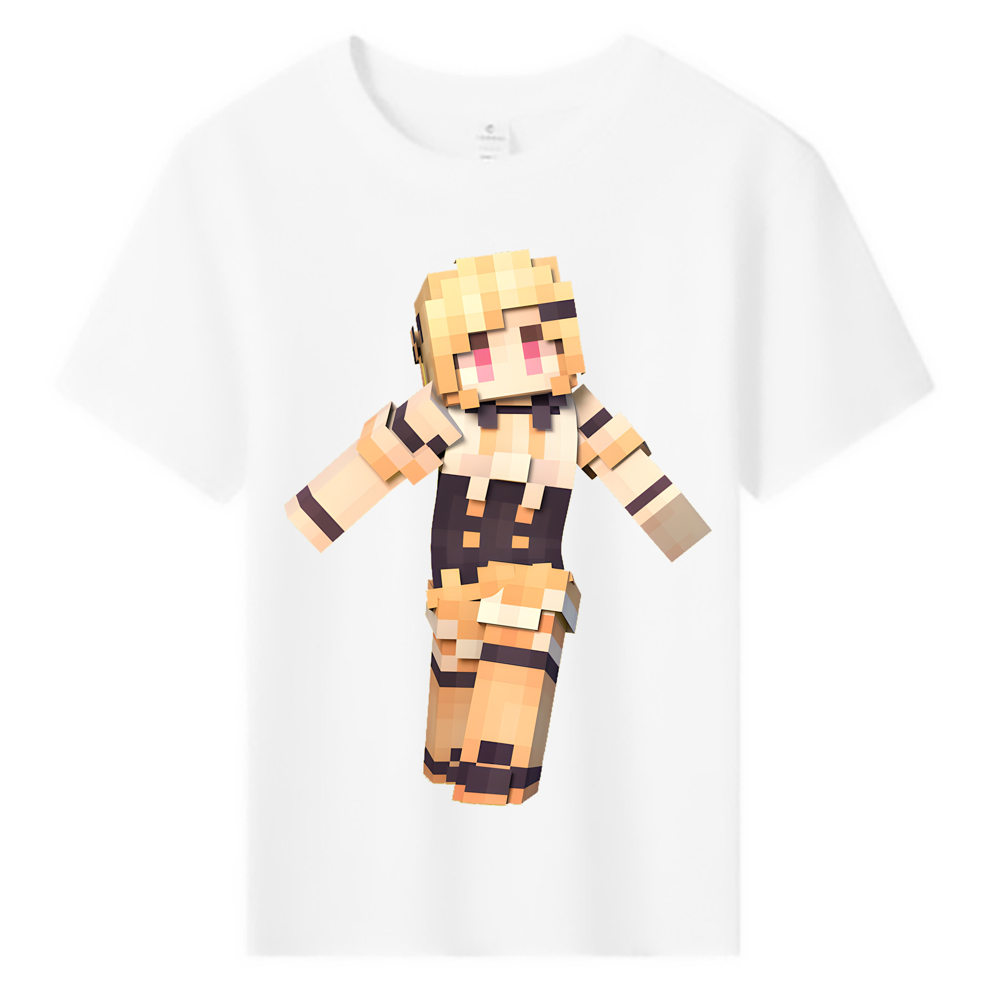 （画像用） マインクラフト ブロックの世界 Minecraft MC Block world 綿100％キッズTシャツ（フロントプリント）