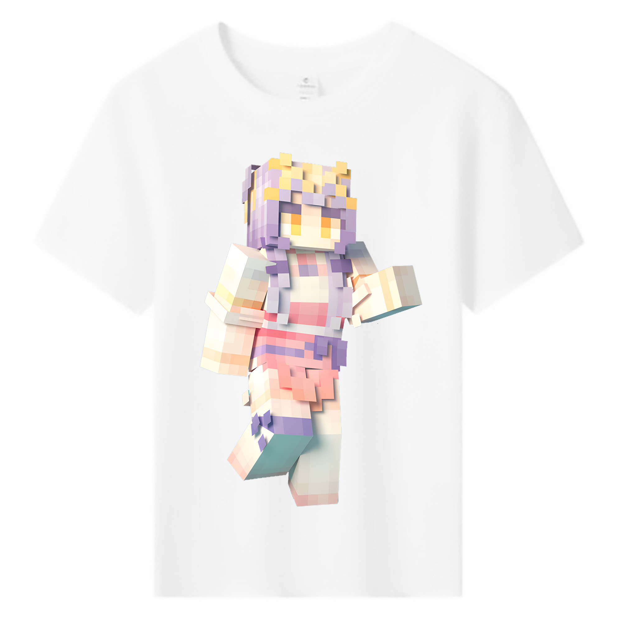 （画像用） マインクラフト ブロックの世界 Minecraft MC Block world 綿100％キッズTシャツ（フロントプリント）
