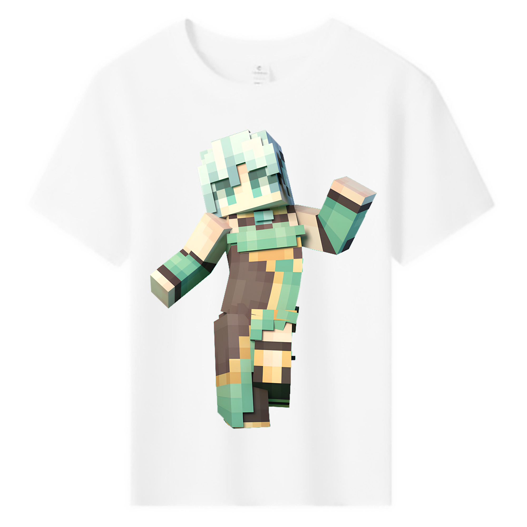 （画像用） マインクラフト ブロックの世界 Minecraft MC Block world 綿100％キッズTシャツ（フロントプリント）