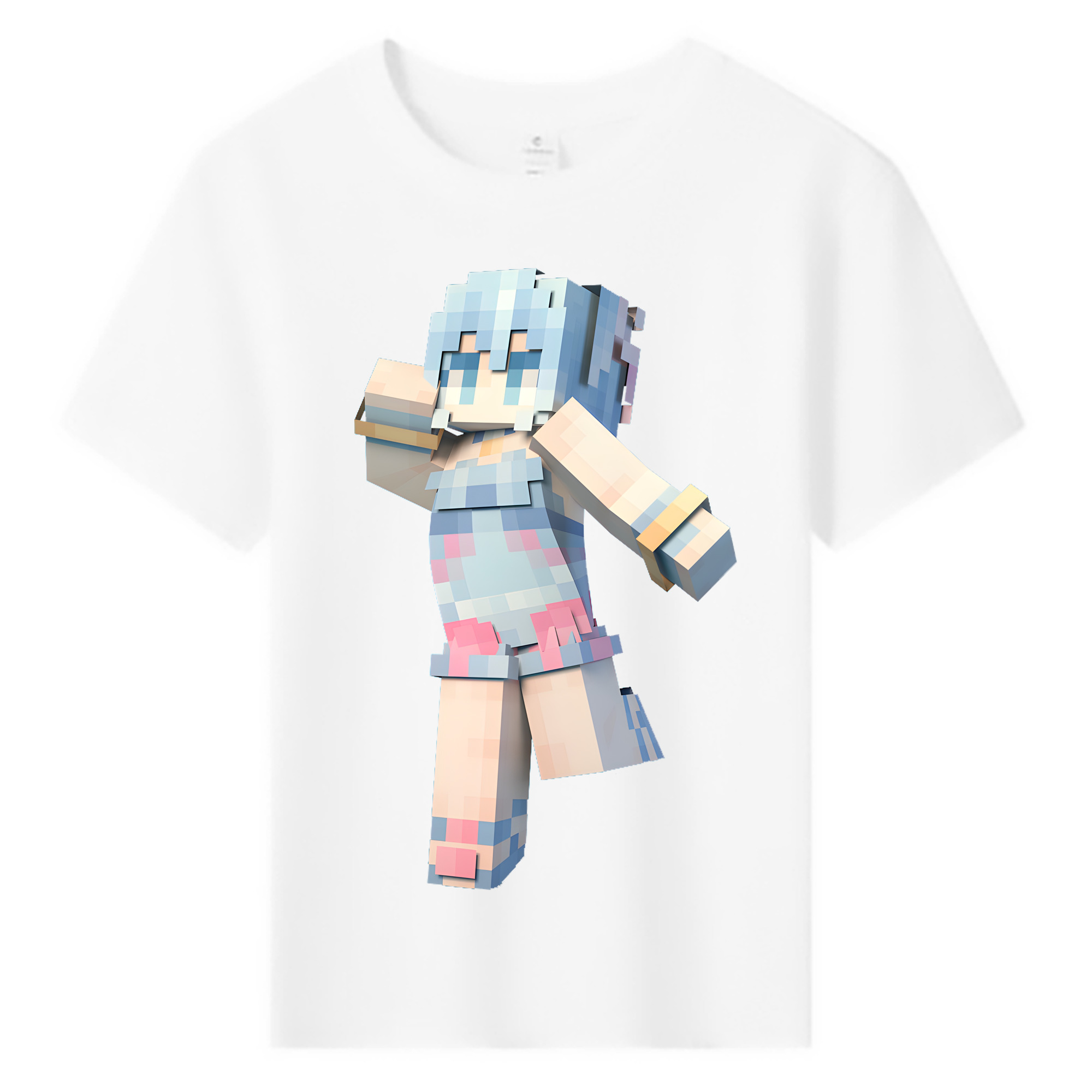 （画像用） マインクラフト ブロックの世界 Minecraft MC Block world 綿100％キッズTシャツ（フロントプリント）