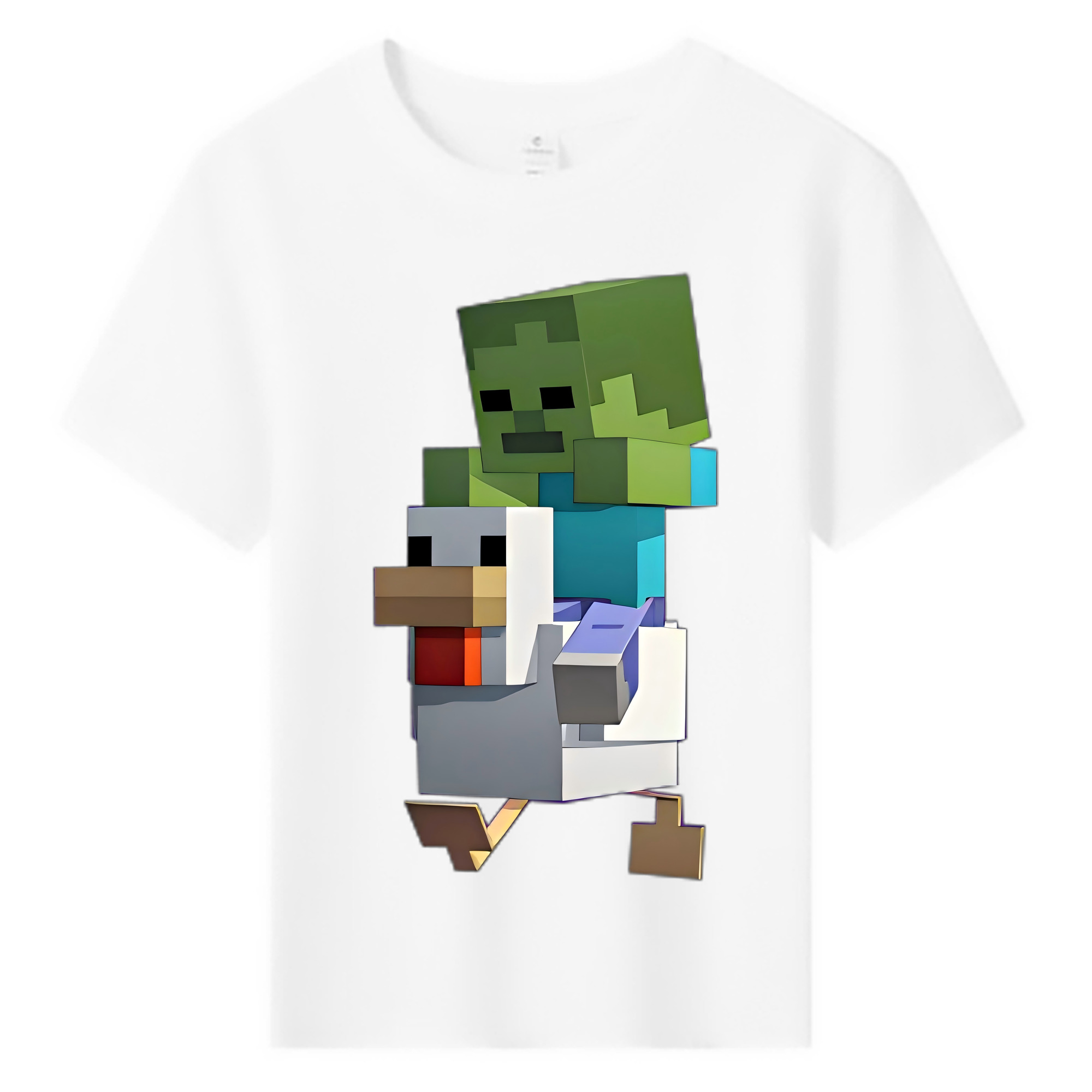 （画像用） マインクラフト ブロックの世界 Minecraft MC Block world 綿100％キッズTシャツ（フロントプリント）