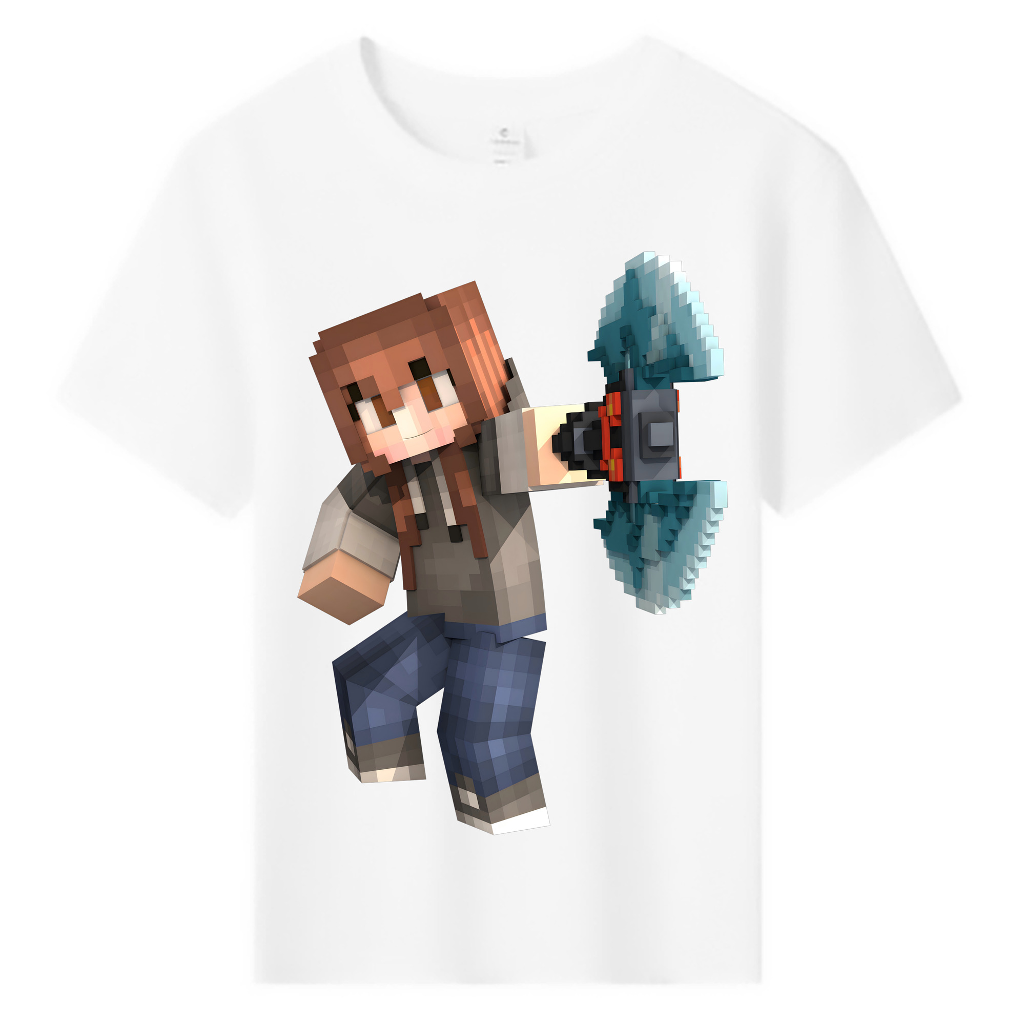 （画像用） マインクラフト ブロックの世界 Minecraft MC Block world 綿100％キッズTシャツ（フロントプリント）