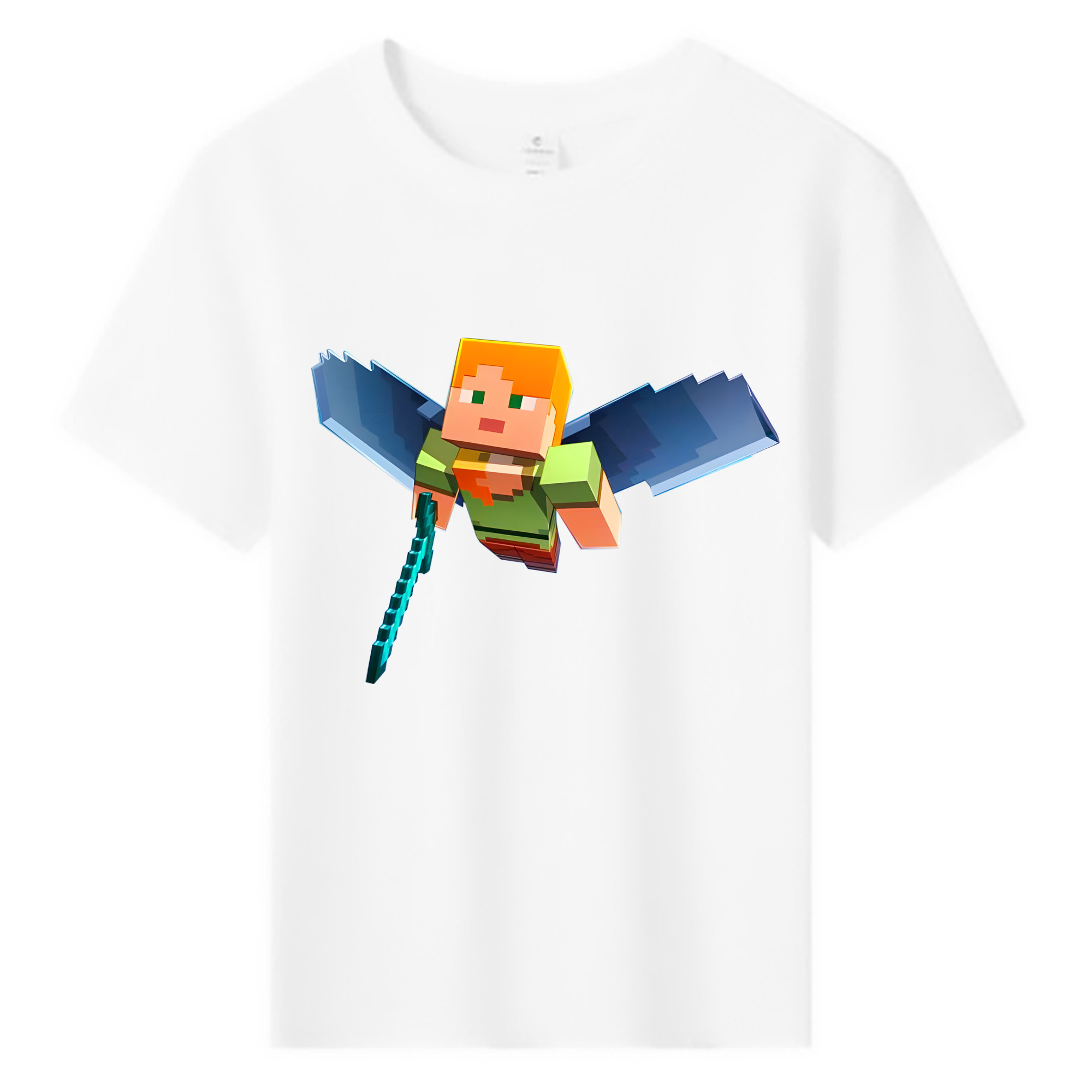 （画像用） マインクラフト ブロックの世界 Minecraft MC Block world 綿100％キッズTシャツ（フロントプリント）