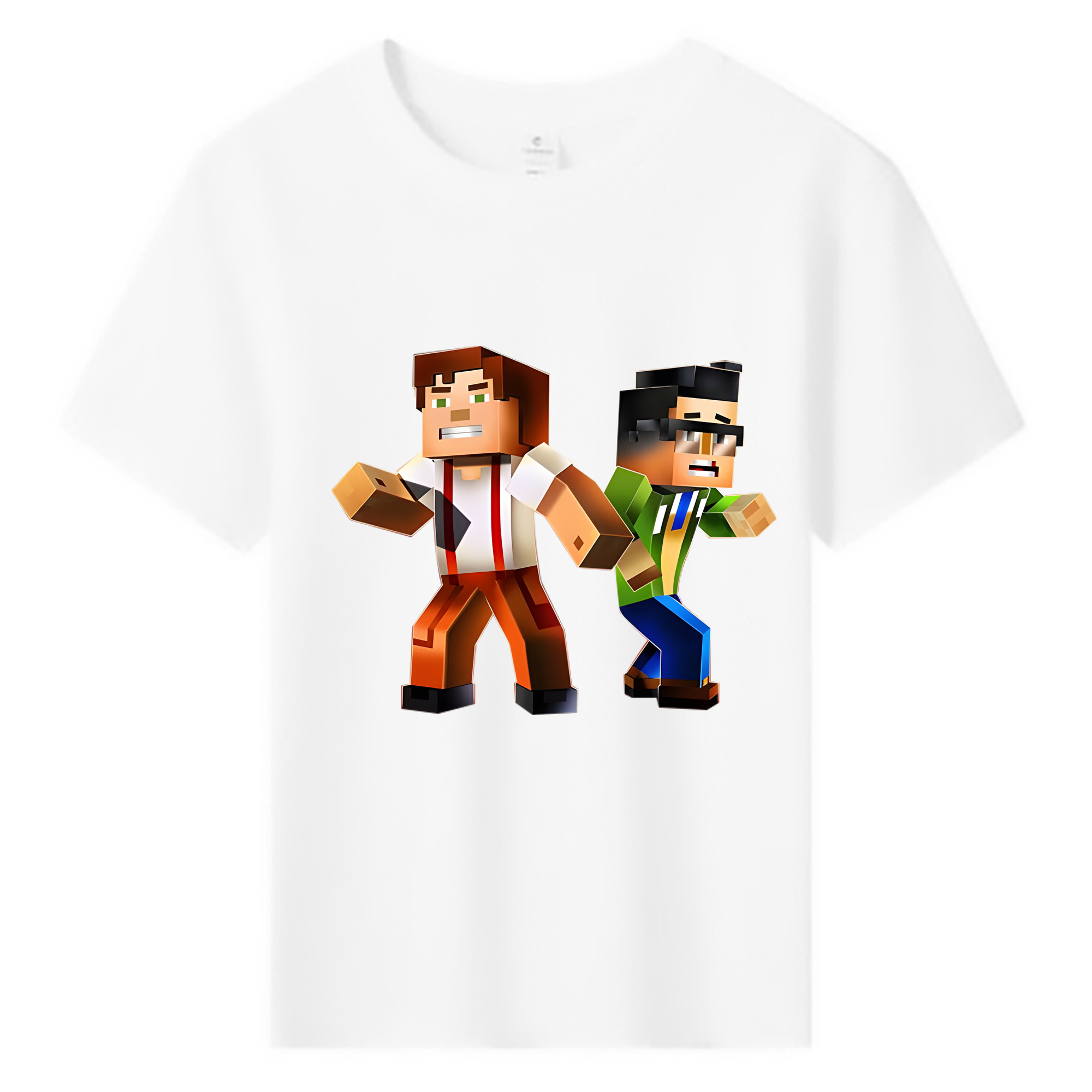 （画像用） マインクラフト ブロックの世界 Minecraft MC Block world 綿100％キッズTシャツ（フロントプリント）