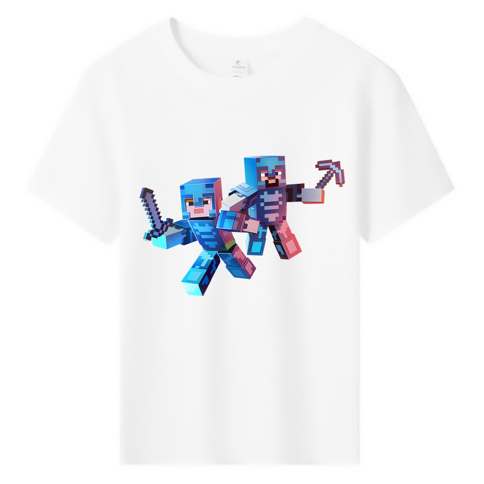（画像用） マインクラフト ブロックの世界 Minecraft MC Block world 綿100％キッズTシャツ（フロントプリント）