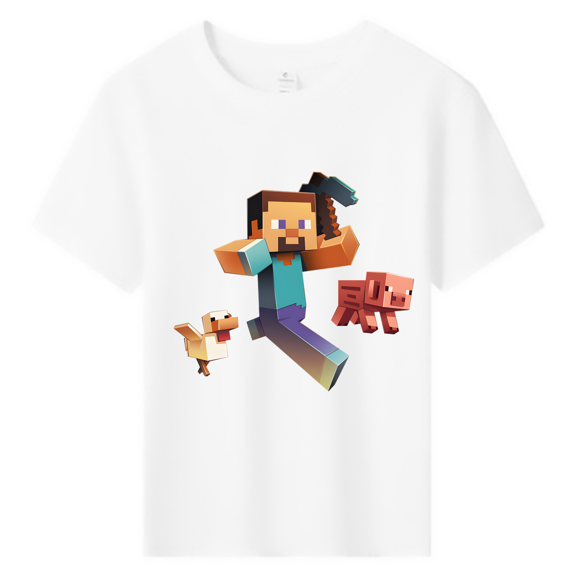 （画像用） マインクラフト ブロックの世界 Minecraft MC Block world 綿100％キッズTシャツ（フロントプリント）