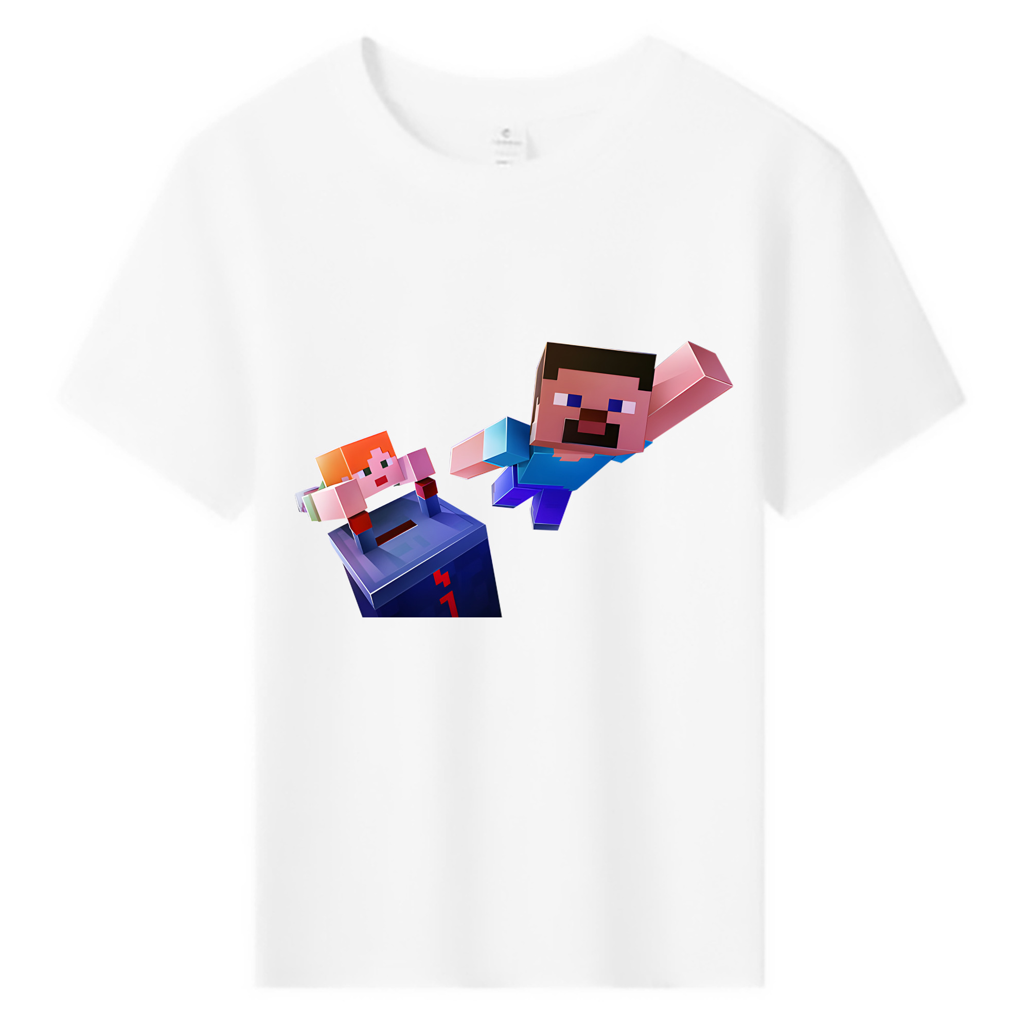 （画像用） マインクラフト ブロックの世界 Minecraft MC Block world 綿100％キッズTシャツ（フロントプリント）