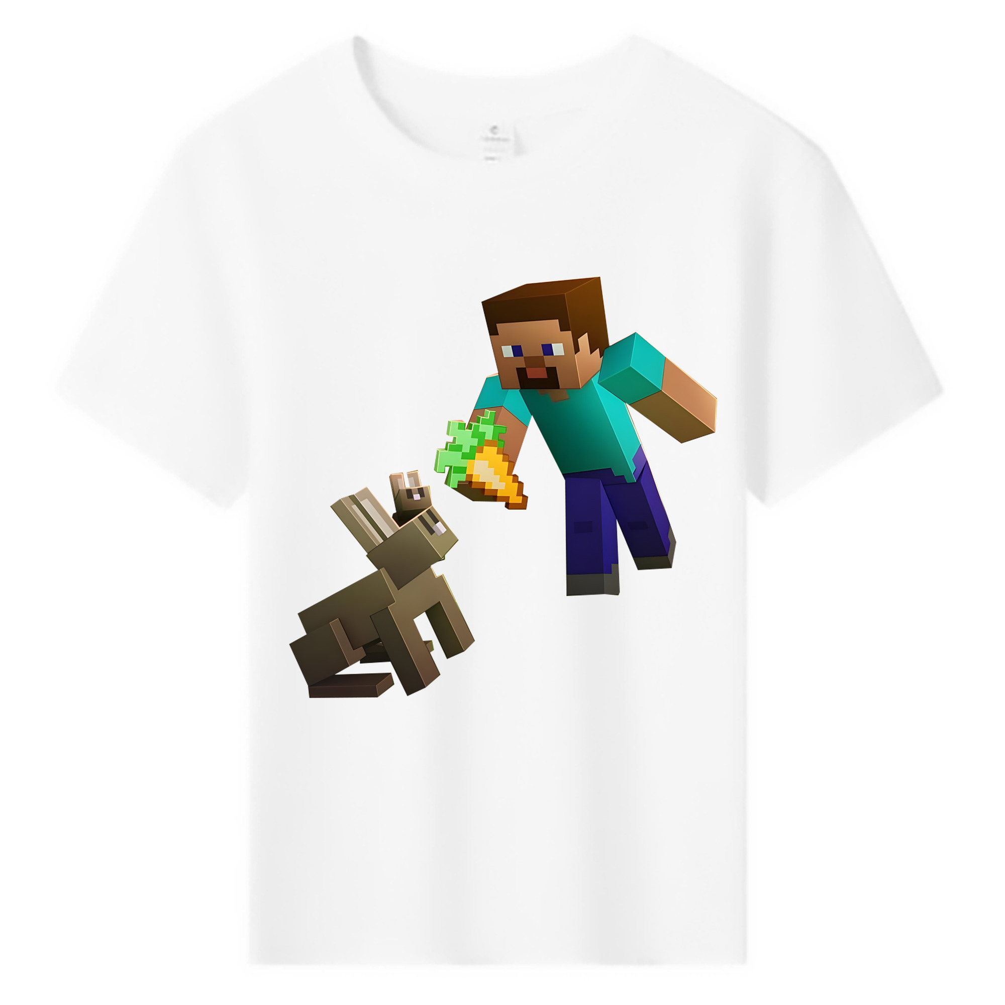 （画像用） マインクラフト ブロックの世界 Minecraft MC Block world 綿100％キッズTシャツ（フロントプリント）
