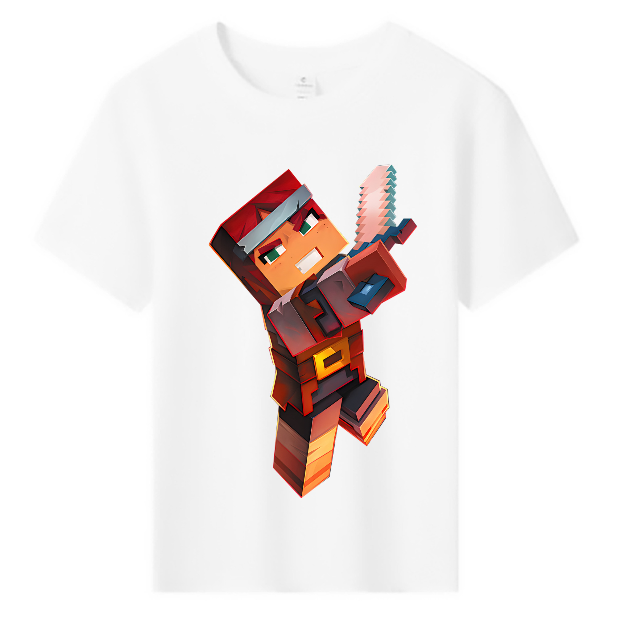 （画像用） マインクラフト ブロックの世界 Minecraft MC Block world 綿100％キッズTシャツ（フロントプリント）