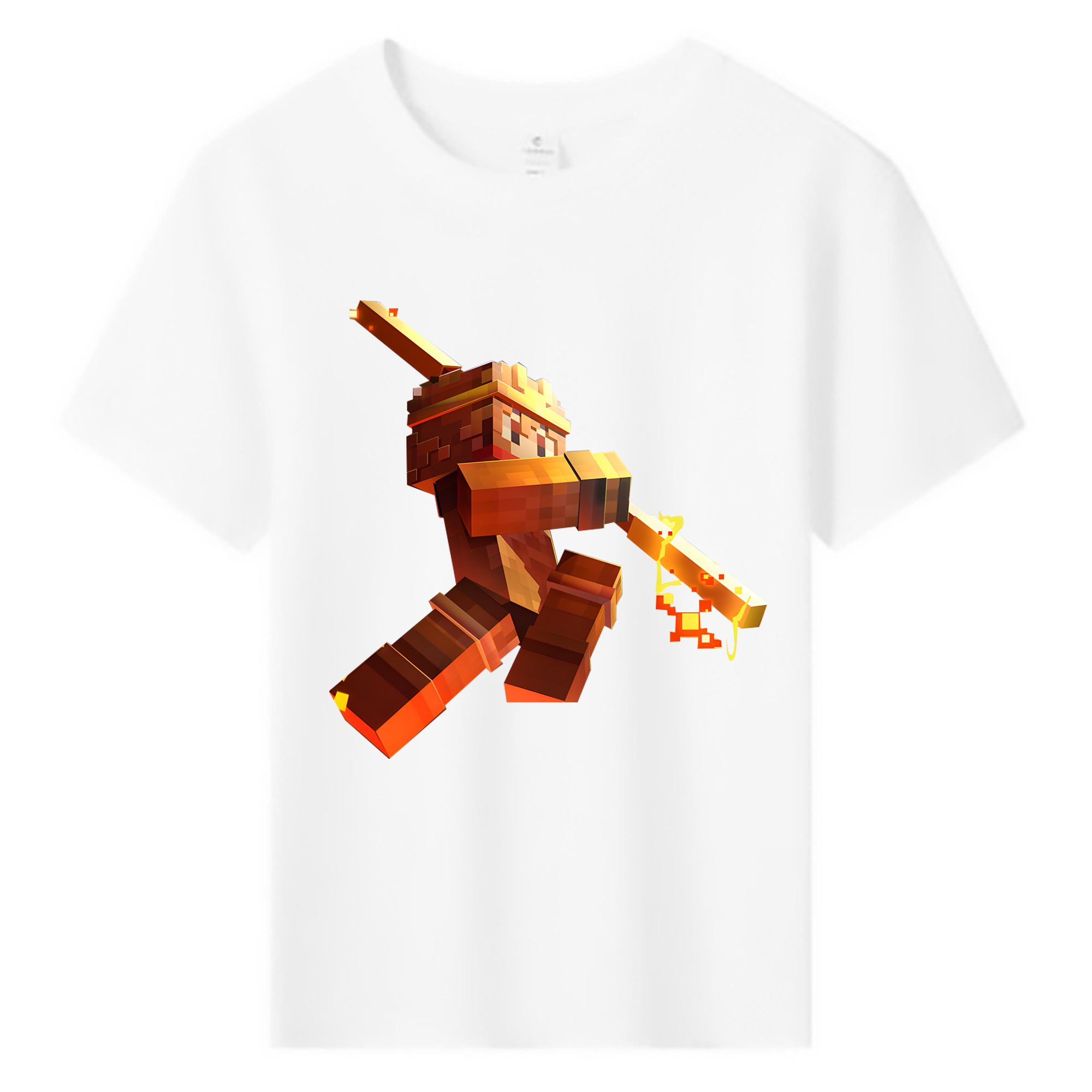 （画像用） マインクラフト ブロックの世界 Minecraft MC Block world 綿100％キッズTシャツ（フロントプリント）