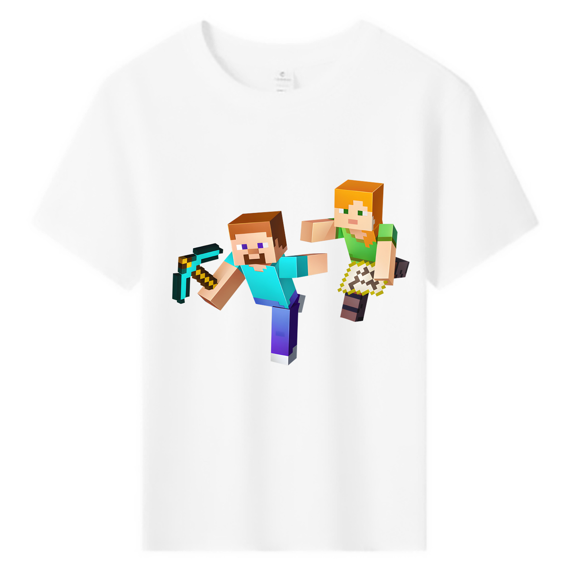 （画像用） マインクラフト ブロックの世界 Minecraft MC Block world 綿100％キッズTシャツ（フロントプリント）