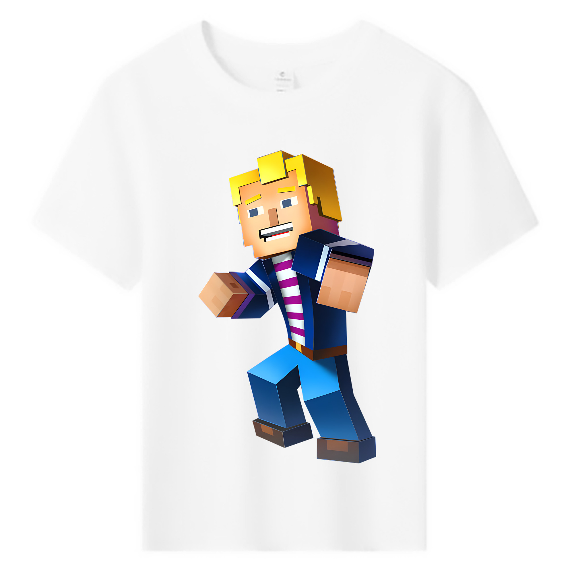 （画像用） マインクラフト ブロックの世界 Minecraft MC Block world 綿100％キッズTシャツ（フロントプリント）