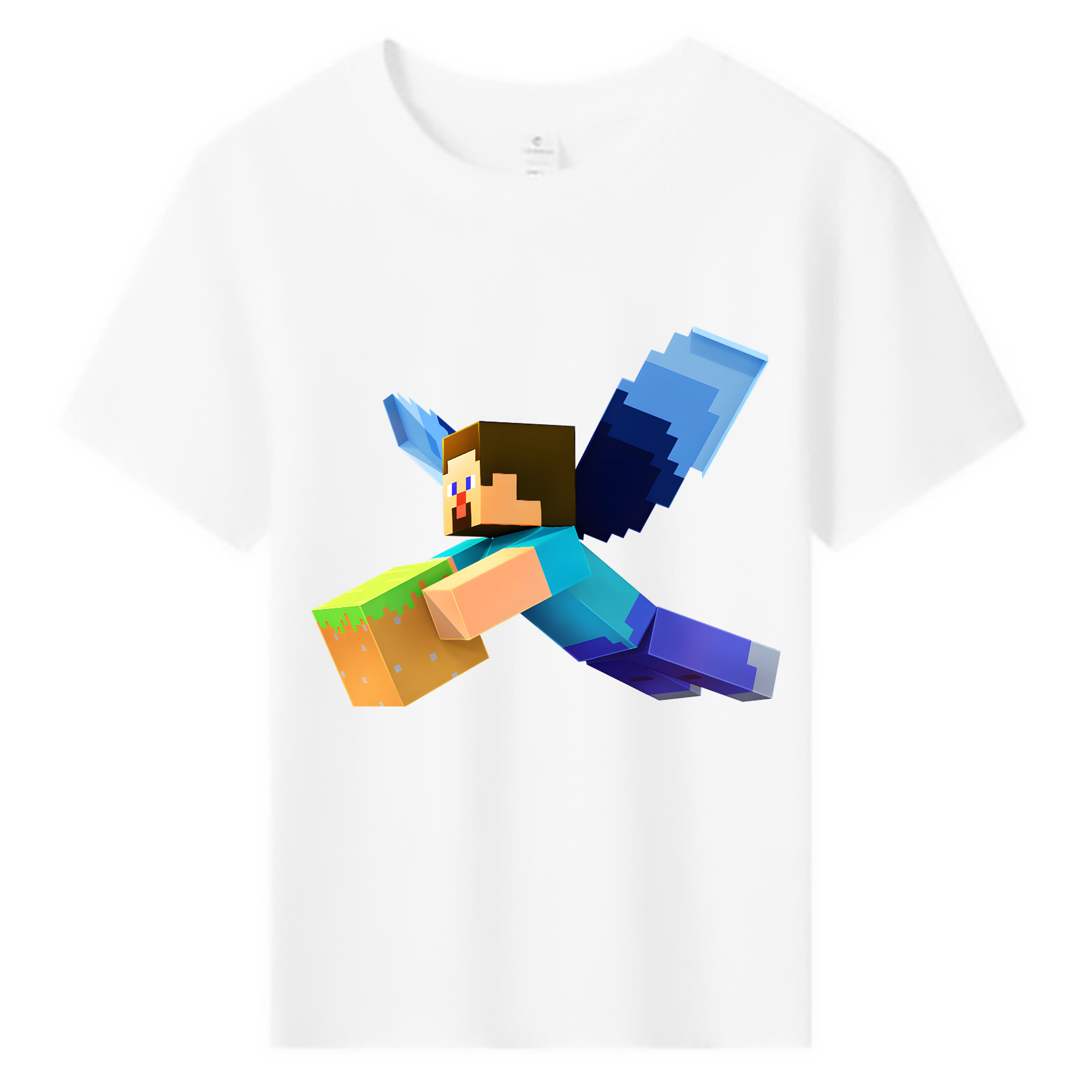 （画像用） マインクラフト ブロックの世界 Minecraft MC Block world 綿100％キッズTシャツ（フロントプリント）