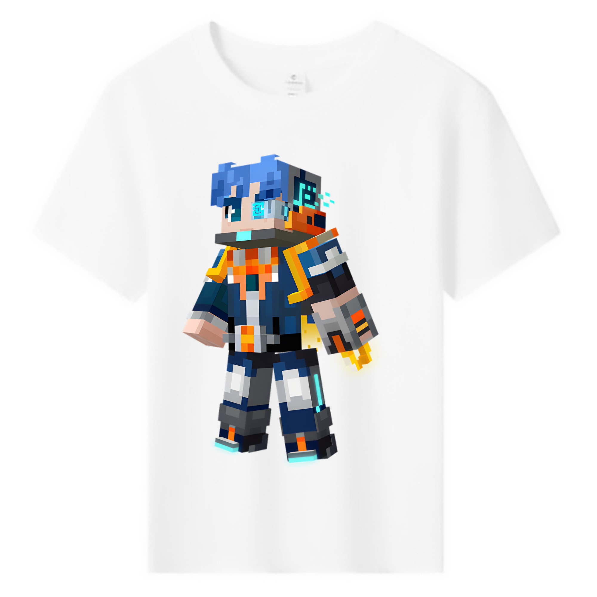 （画像用） マインクラフト ブロックの世界 Minecraft MC Block world 綿100％キッズTシャツ（フロントプリント）