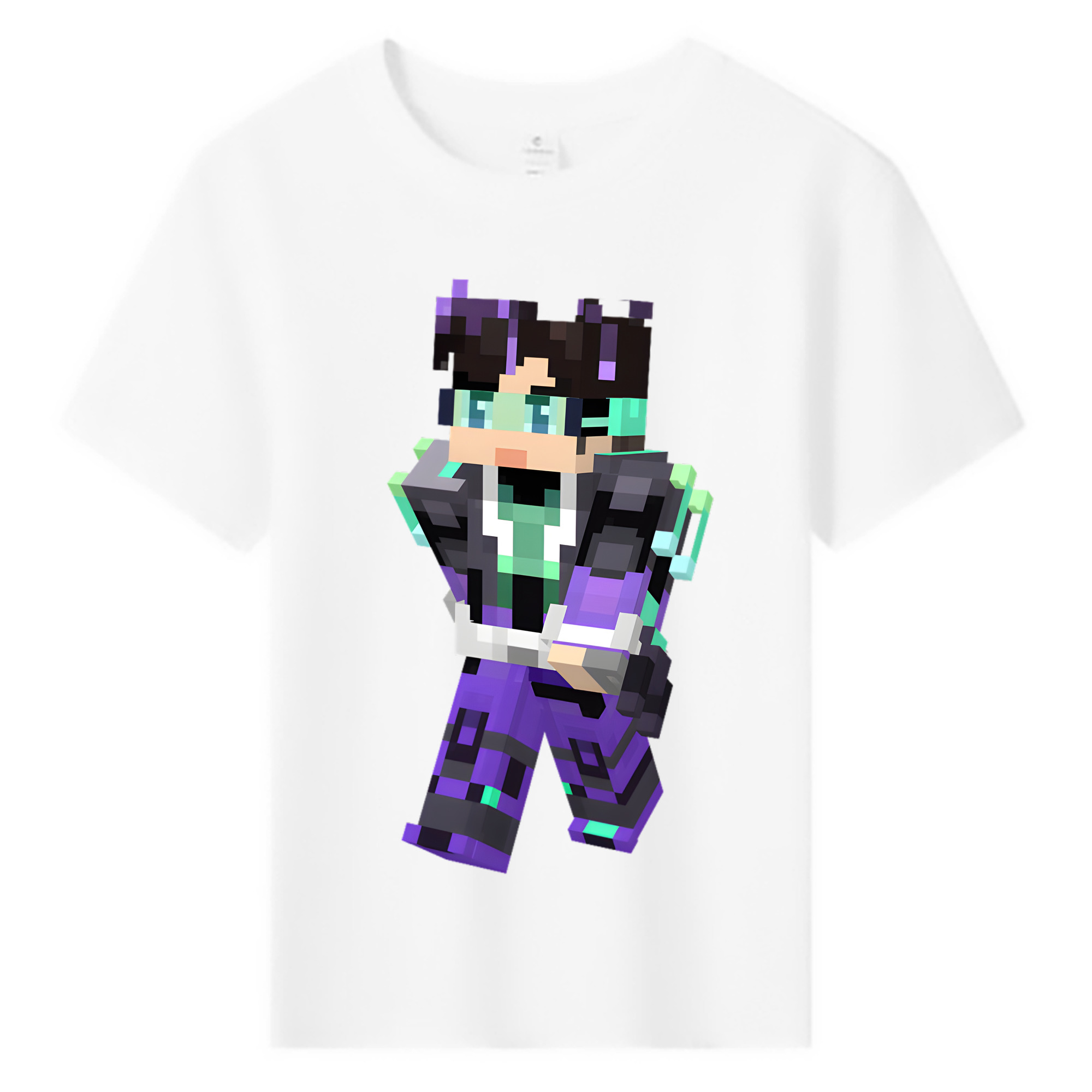 （画像用） マインクラフト ブロックの世界 Minecraft MC Block world 綿100％キッズTシャツ（フロントプリント）