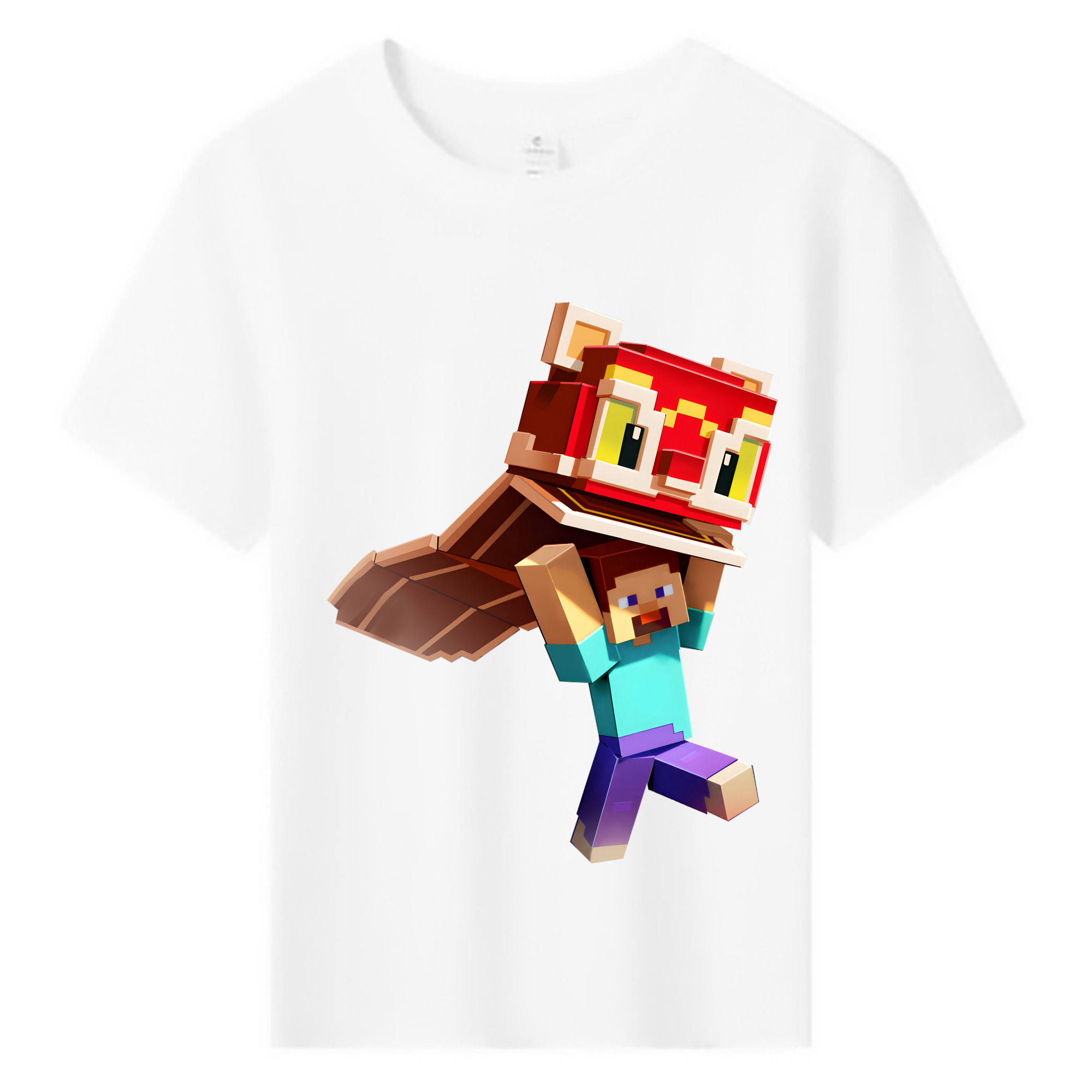 （画像用） マインクラフト ブロックの世界 Minecraft MC Block world 綿100％キッズTシャツ（フロントプリント）