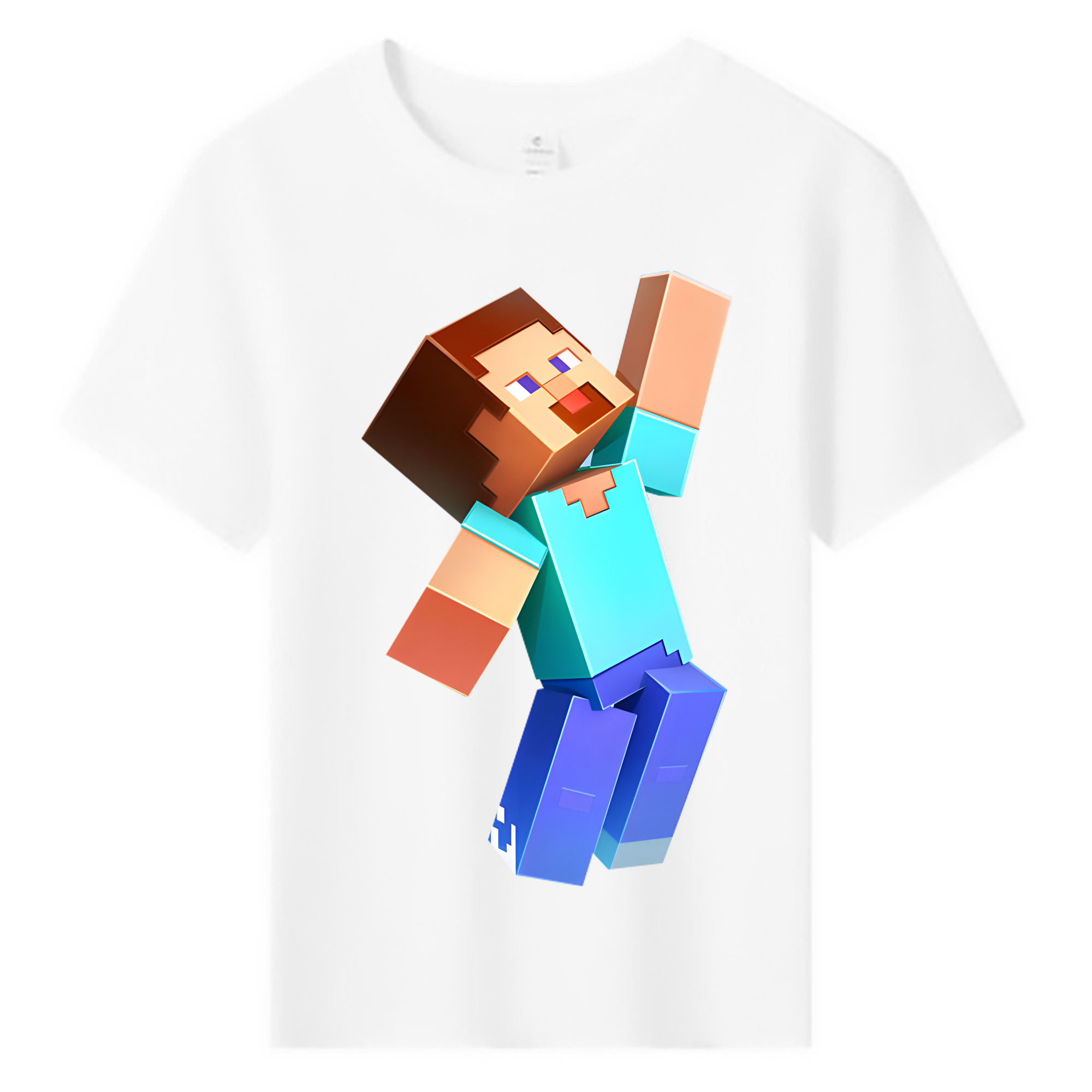 （画像用） マインクラフト ブロックの世界 Minecraft MC Block world 綿100％キッズTシャツ（フロントプリント）