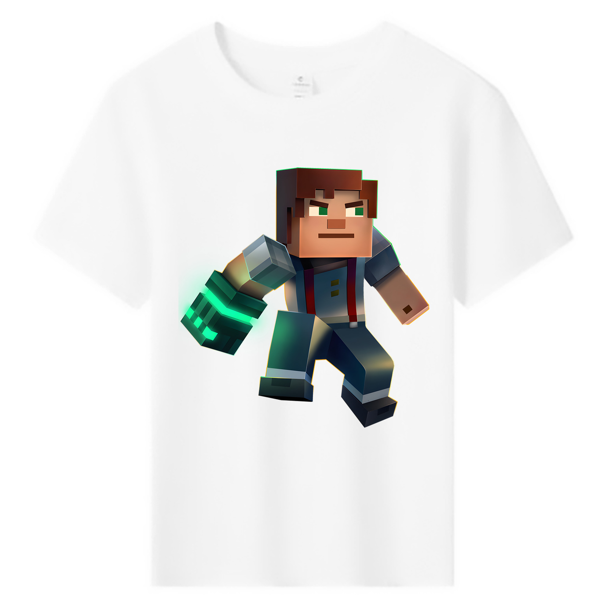 （画像用） マインクラフト ブロックの世界 Minecraft MC Block world 綿100％キッズTシャツ（フロントプリント）