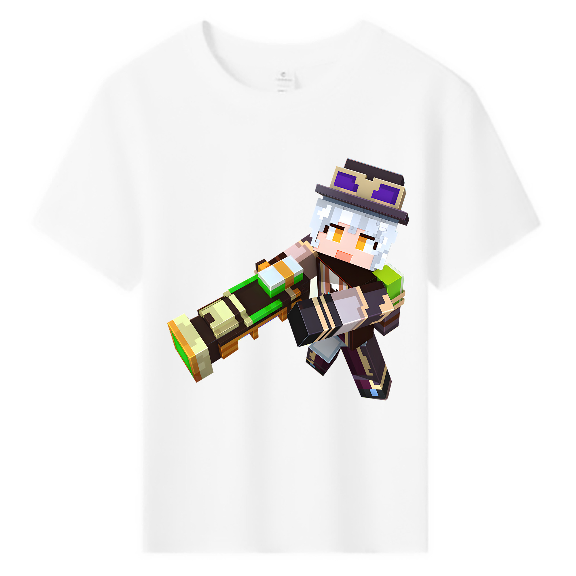 （画像用） マインクラフト ブロックの世界 Minecraft MC Block world 綿100％キッズTシャツ（フロントプリント）