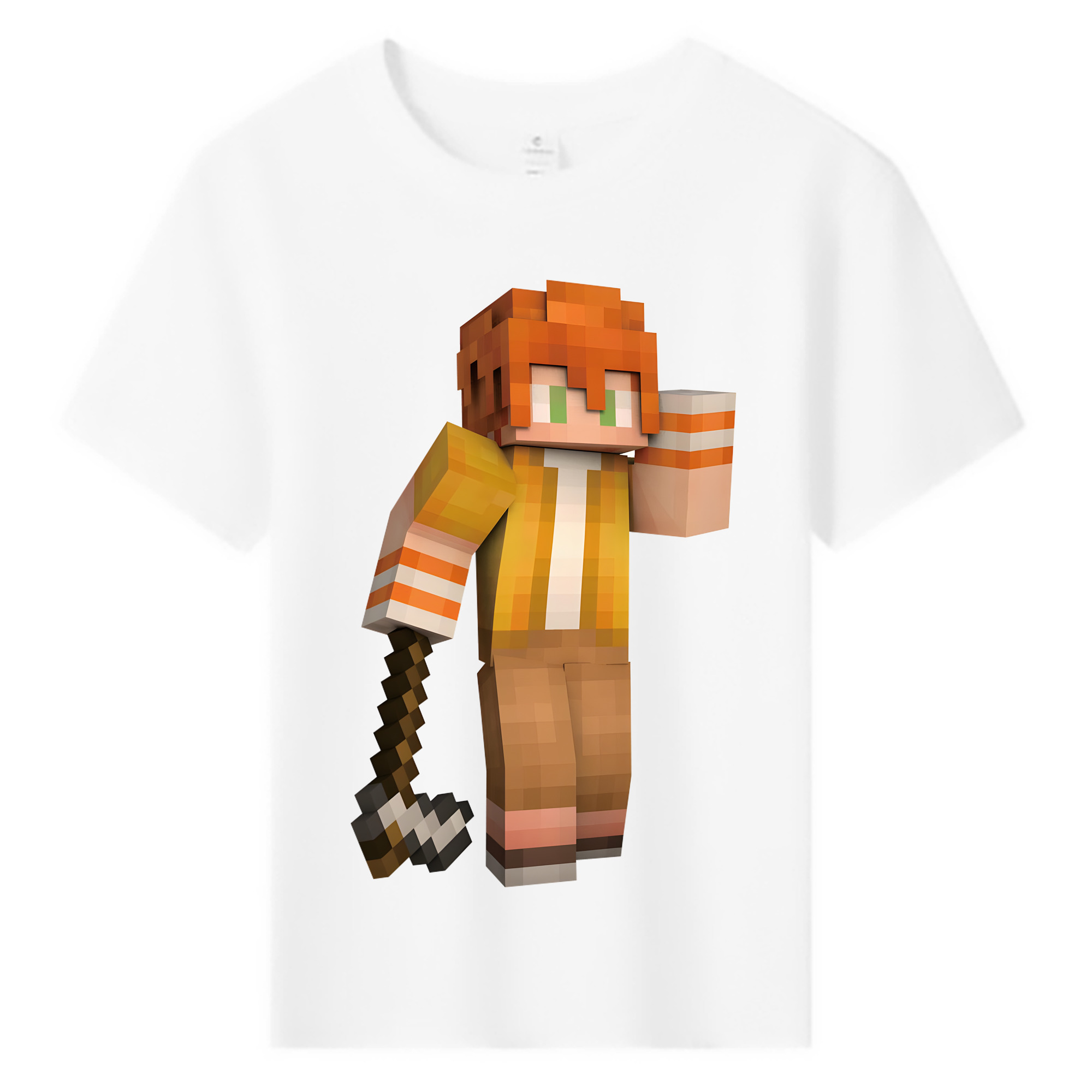 （画像用） マインクラフト ブロックの世界 Minecraft MC Block world 綿100％キッズTシャツ（フロントプリント）