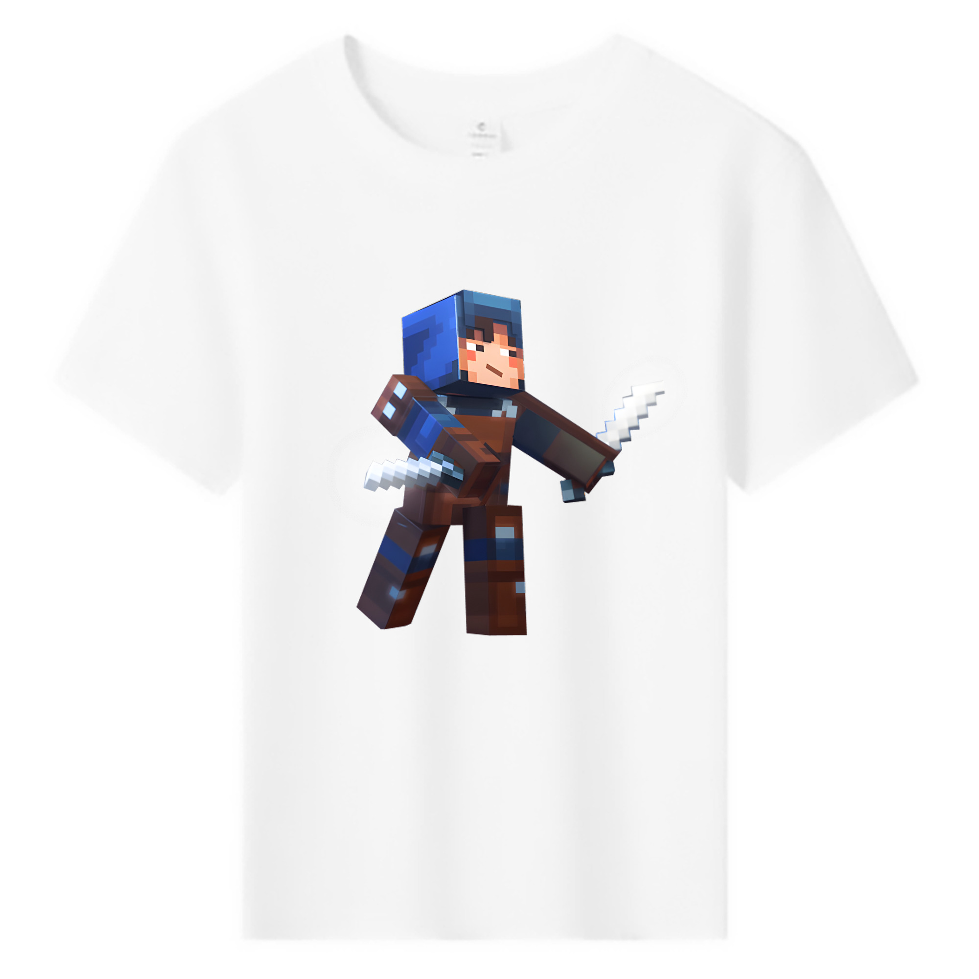 （画像用） マインクラフト ブロックの世界 Minecraft MC Block world 綿100％キッズTシャツ（フロントプリント）