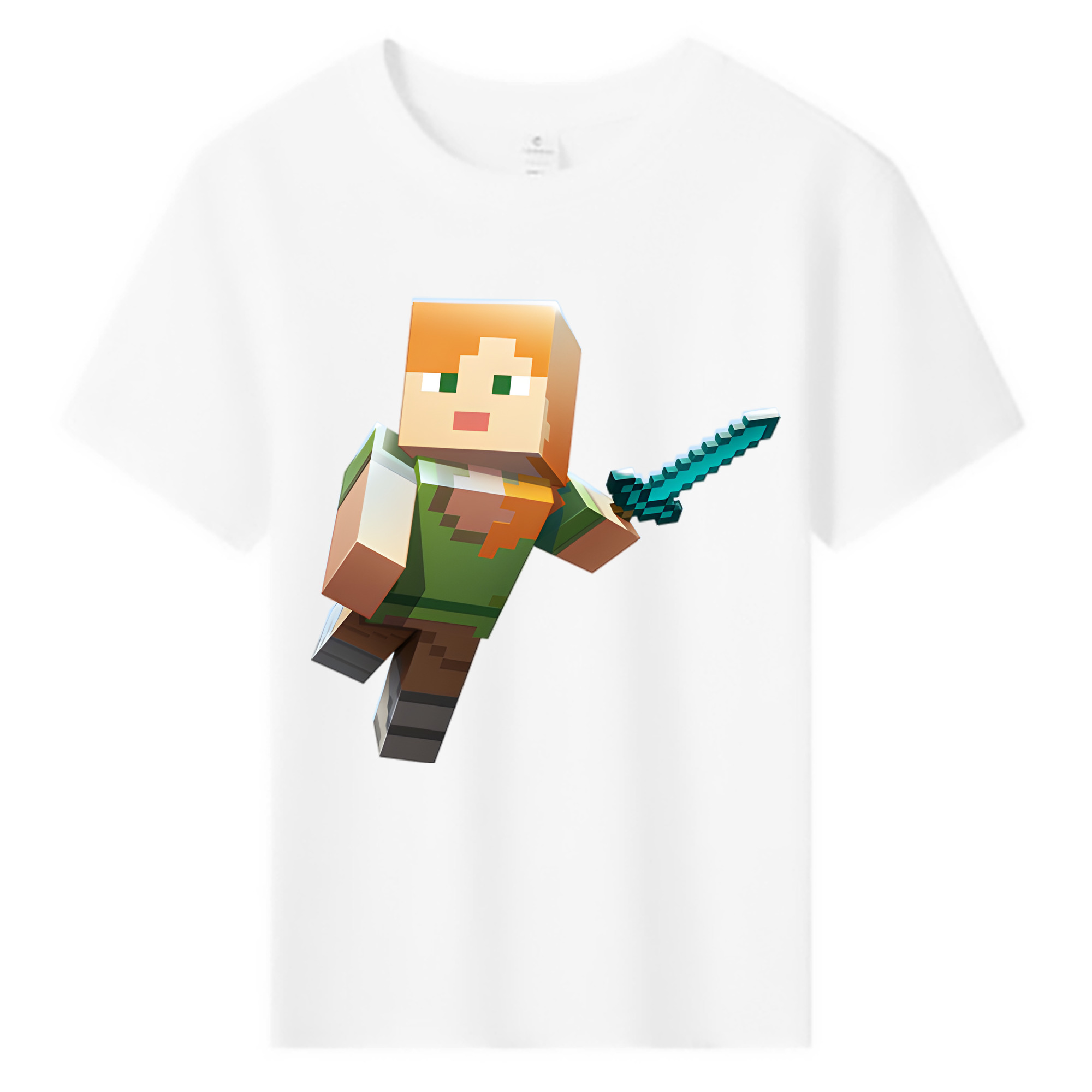 （画像用） マインクラフト ブロックの世界 Minecraft MC Block world 綿100％キッズTシャツ（フロントプリント）