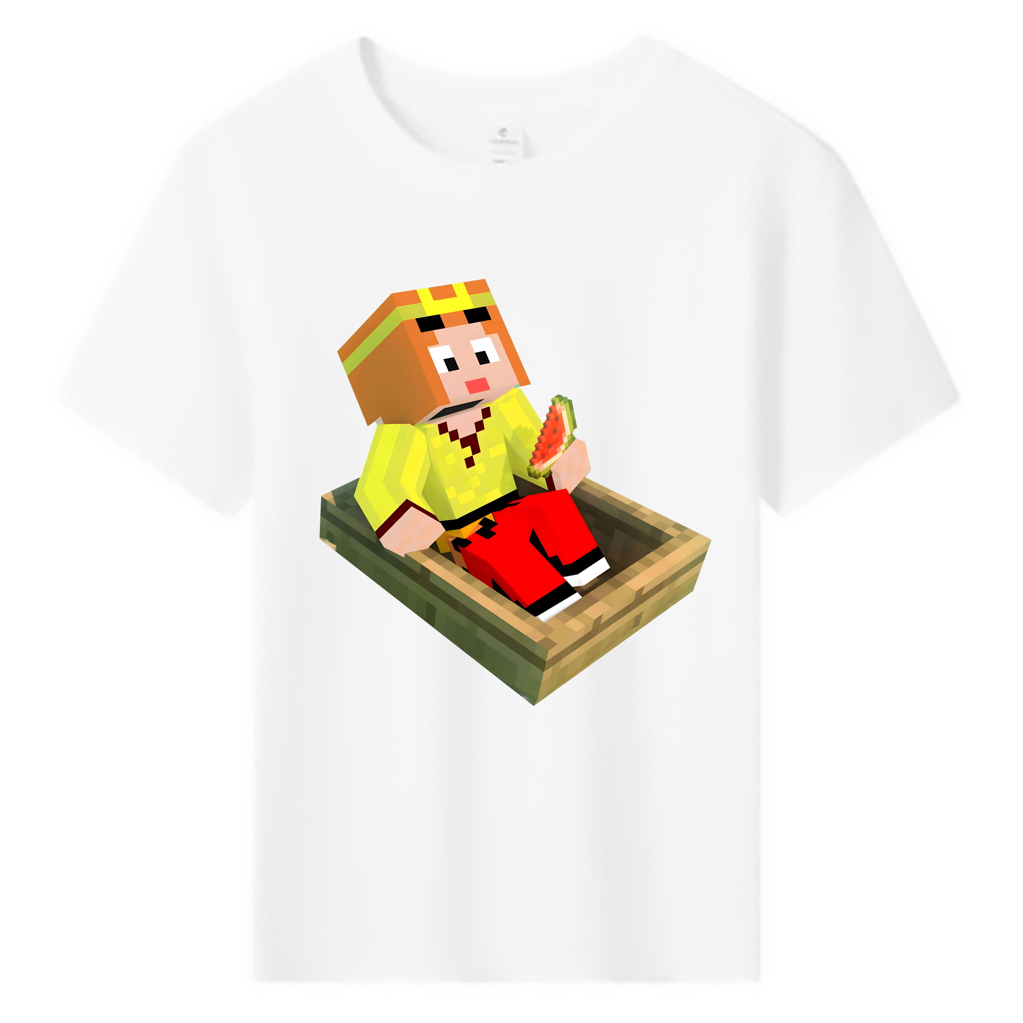 （画像用） マインクラフト ブロックの世界 Minecraft MC Block world 綿100％キッズTシャツ（フロントプリント）