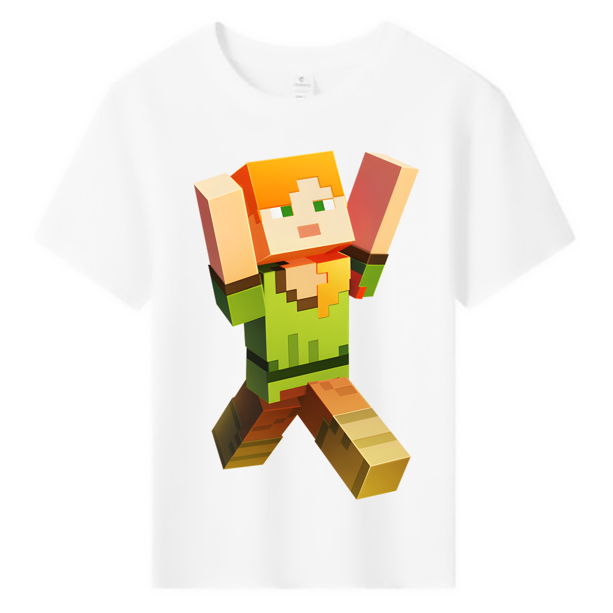 （画像用） マインクラフト ブロックの世界 Minecraft MC Block world 綿100％キッズTシャツ（フロントプリント）