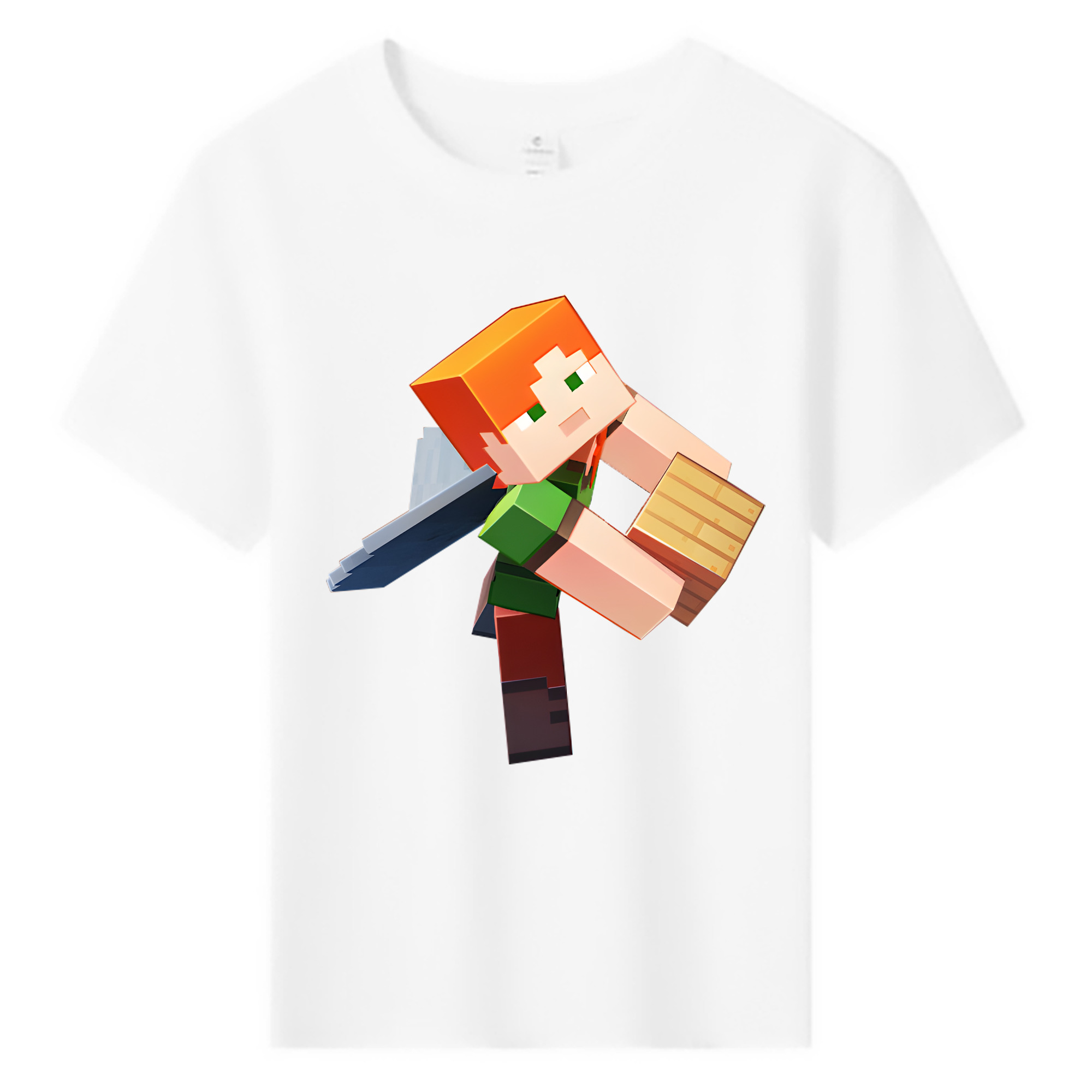 （画像用） マインクラフト ブロックの世界 Minecraft MC Block world 綿100％キッズTシャツ（フロントプリント）