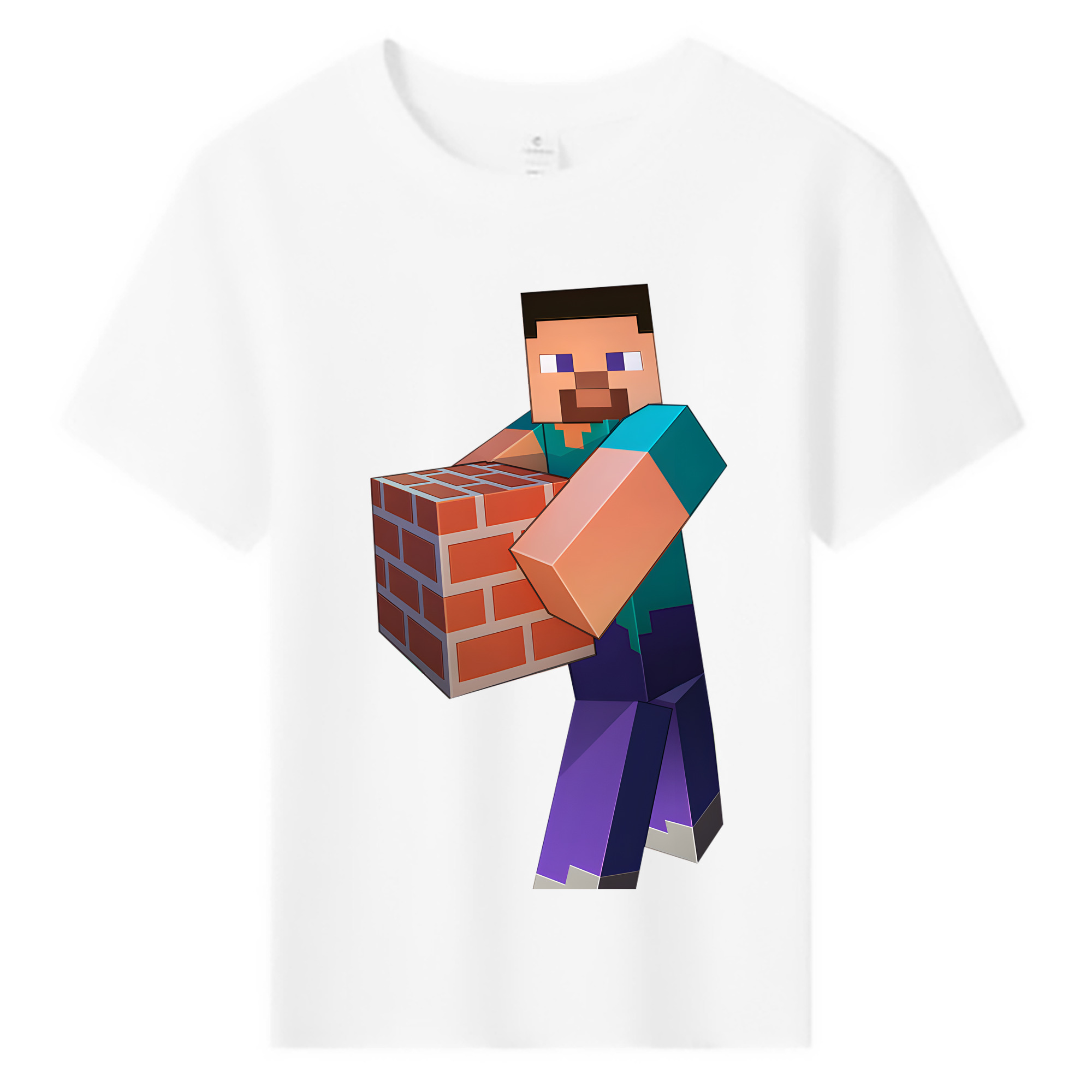 （画像用） マインクラフト ブロックの世界 Minecraft MC Block world 綿100％キッズTシャツ（フロントプリント）