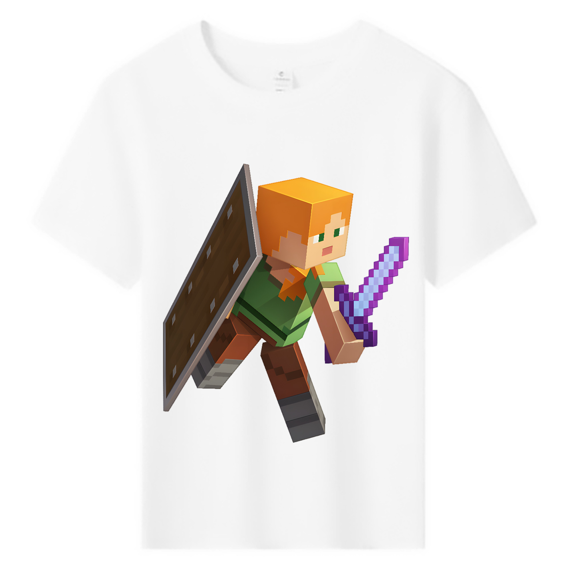 （画像用） マインクラフト ブロックの世界 Minecraft MC Block world 綿100％キッズTシャツ（フロントプリント）