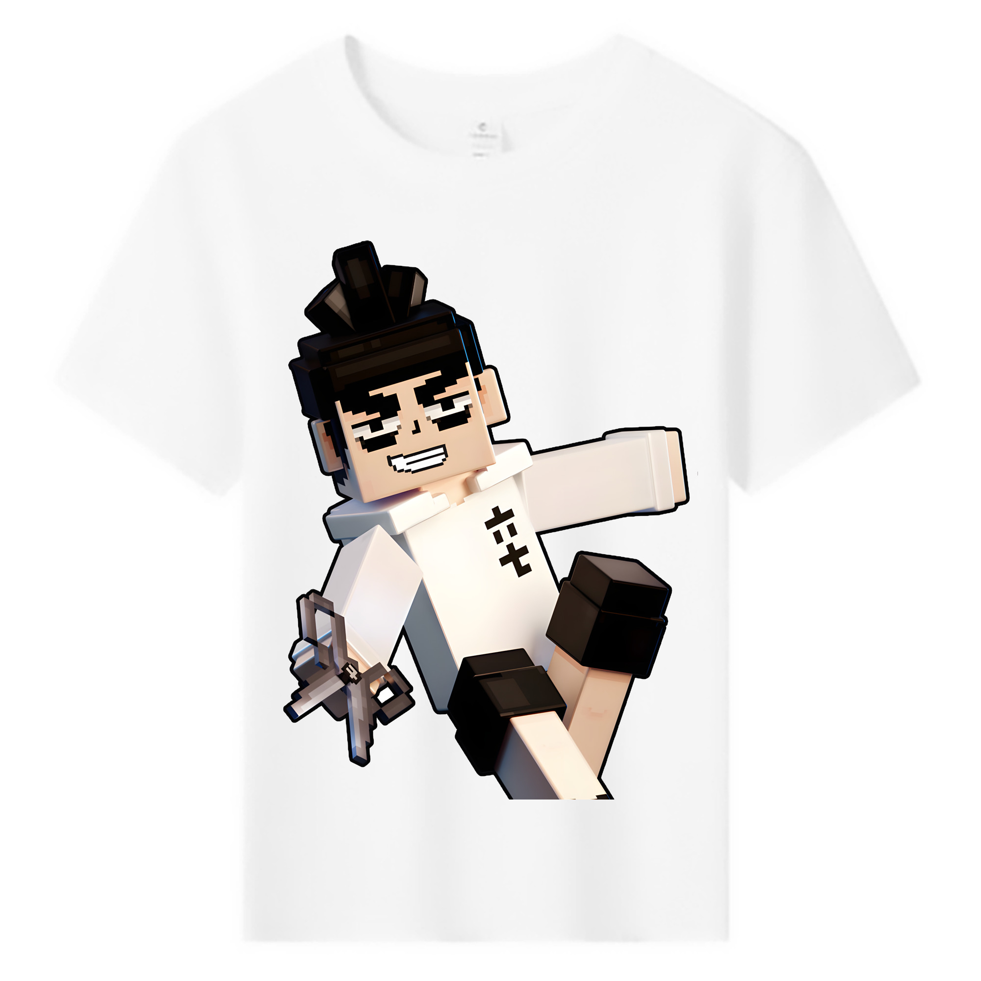 （画像用） マインクラフト ブロックの世界 Minecraft MC Block world 綿100％キッズTシャツ（フロントプリント）