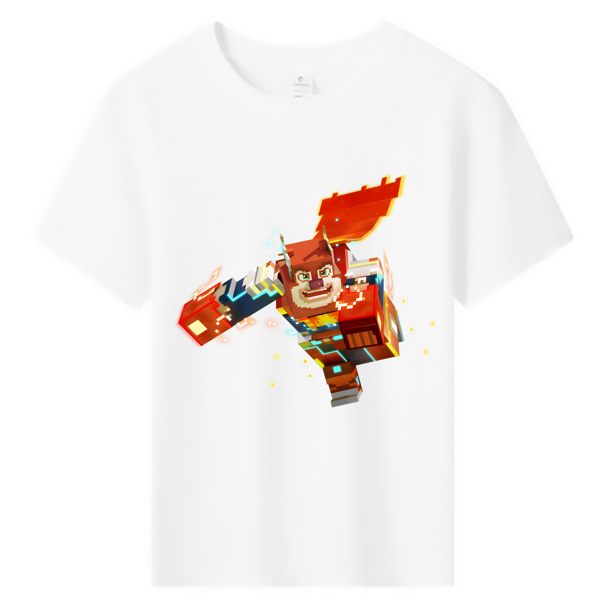 （画像用） マインクラフト ブロックの世界 Minecraft MC Block world 綿100％キッズTシャツ（フロントプリント）