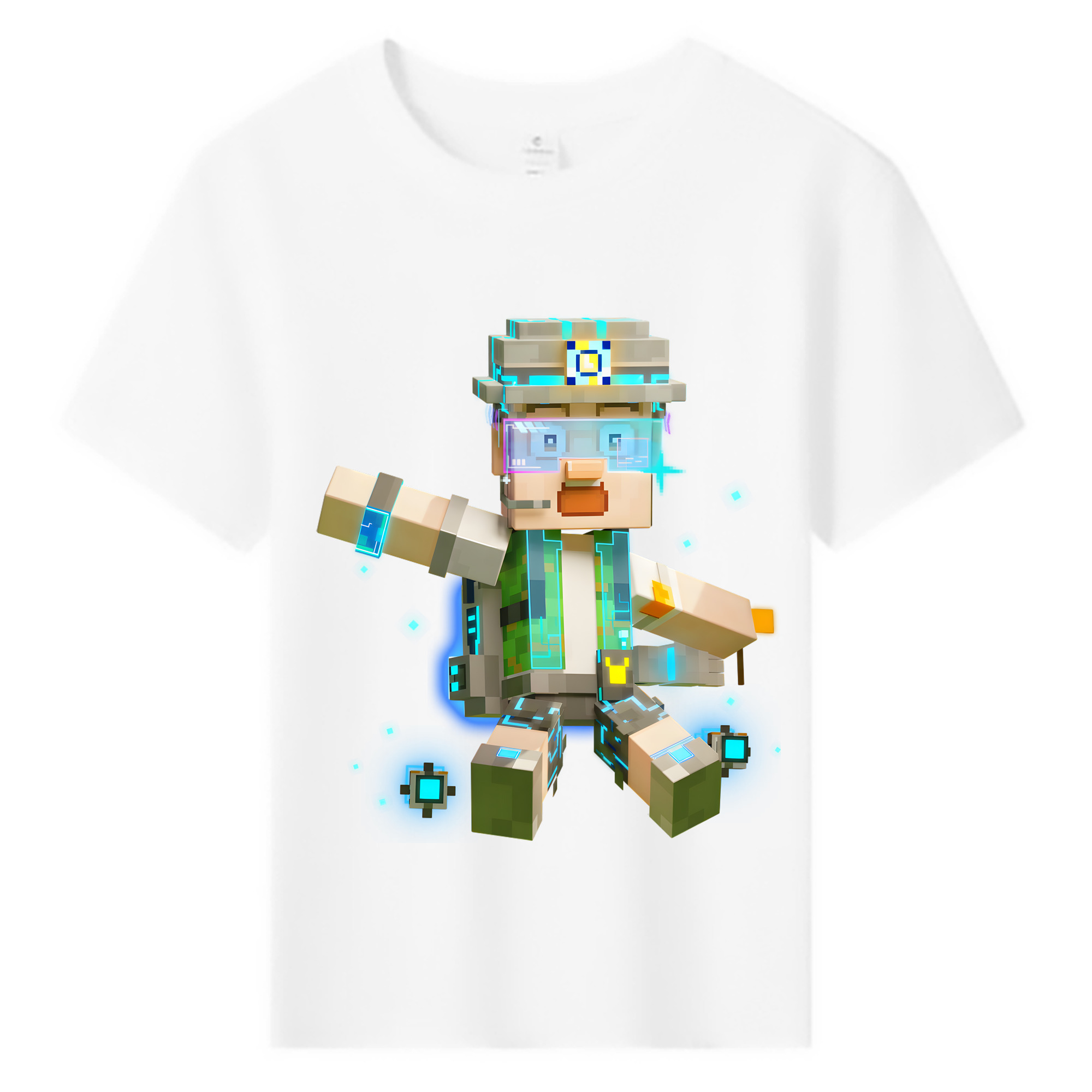 （画像用） マインクラフト ブロックの世界 Minecraft MC Block world 綿100％キッズTシャツ（フロントプリント）